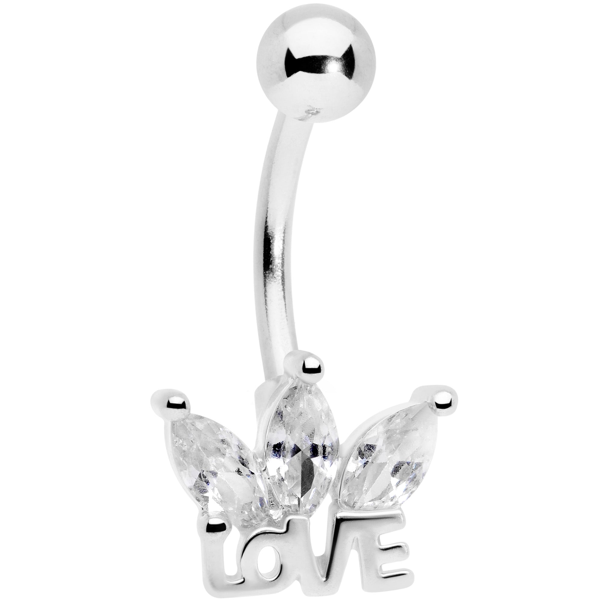 Clear Gem Crown of Love Belly Ring