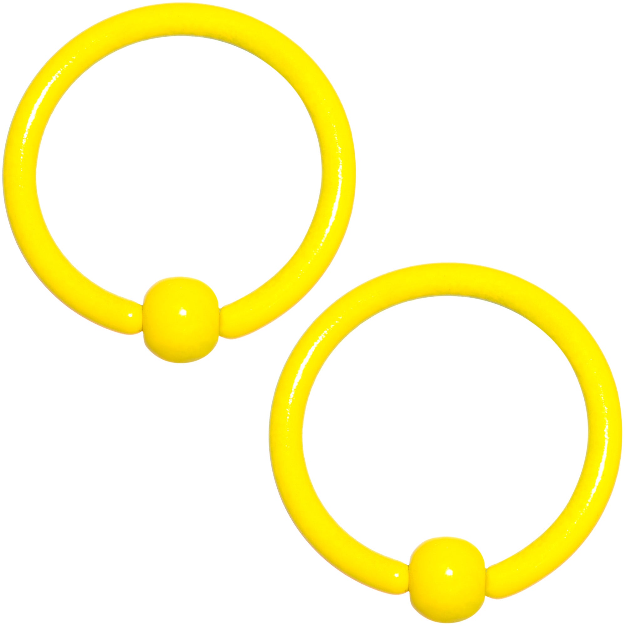 16 Gauge 3/8 Yellow Glow in the Dark BCR Captive Ring Set of 2