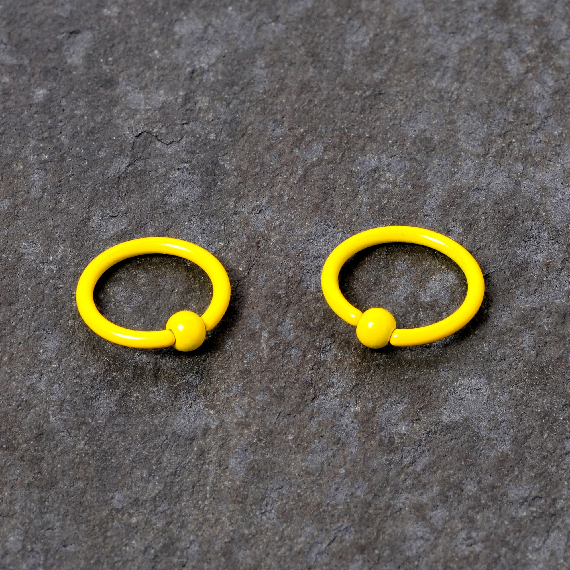 16 Gauge 3/8 Yellow Glow in the Dark BCR Captive Ring Set of 2