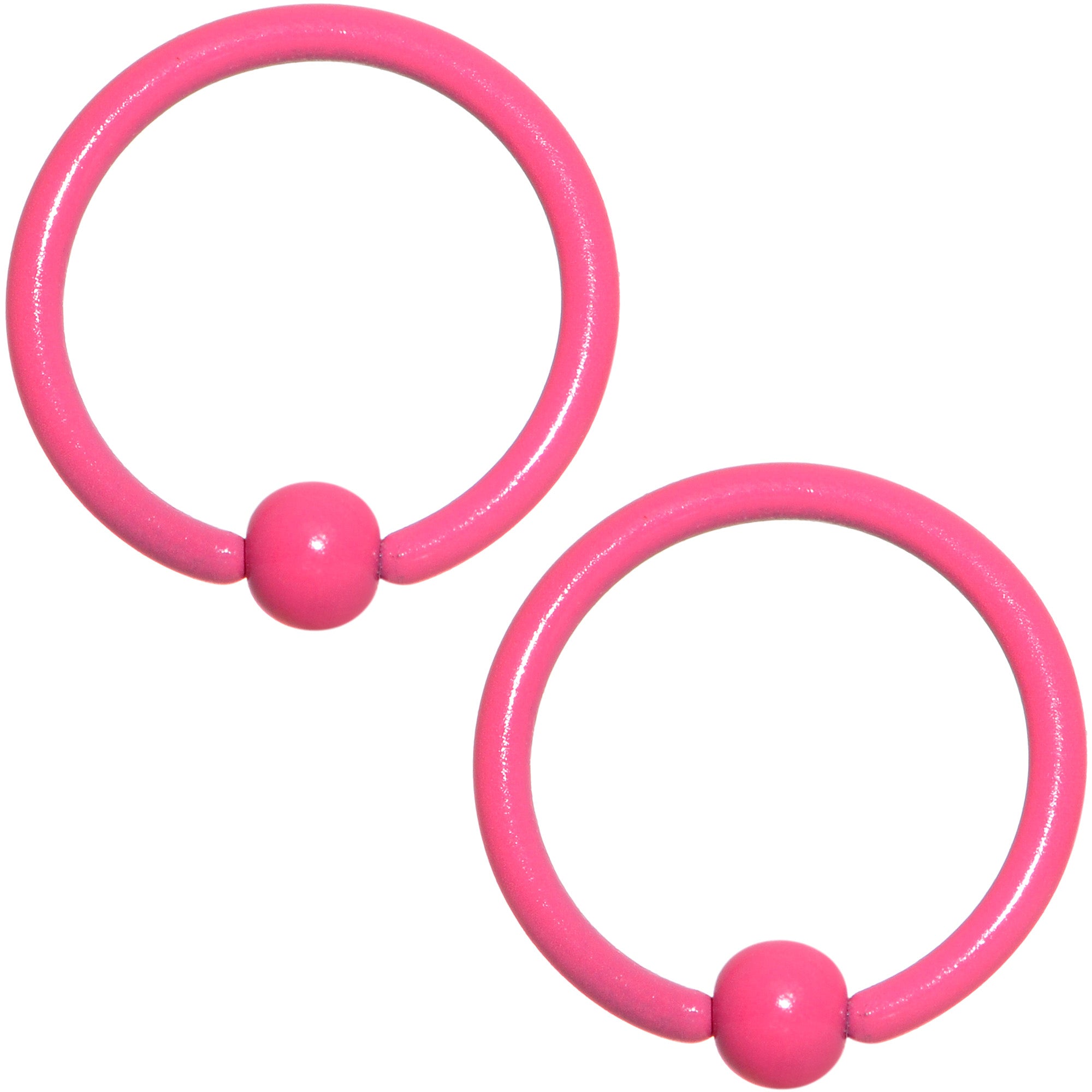 16 Gauge 3/8 Pink Glow in the Dark BCR Captive Ring Set of 2