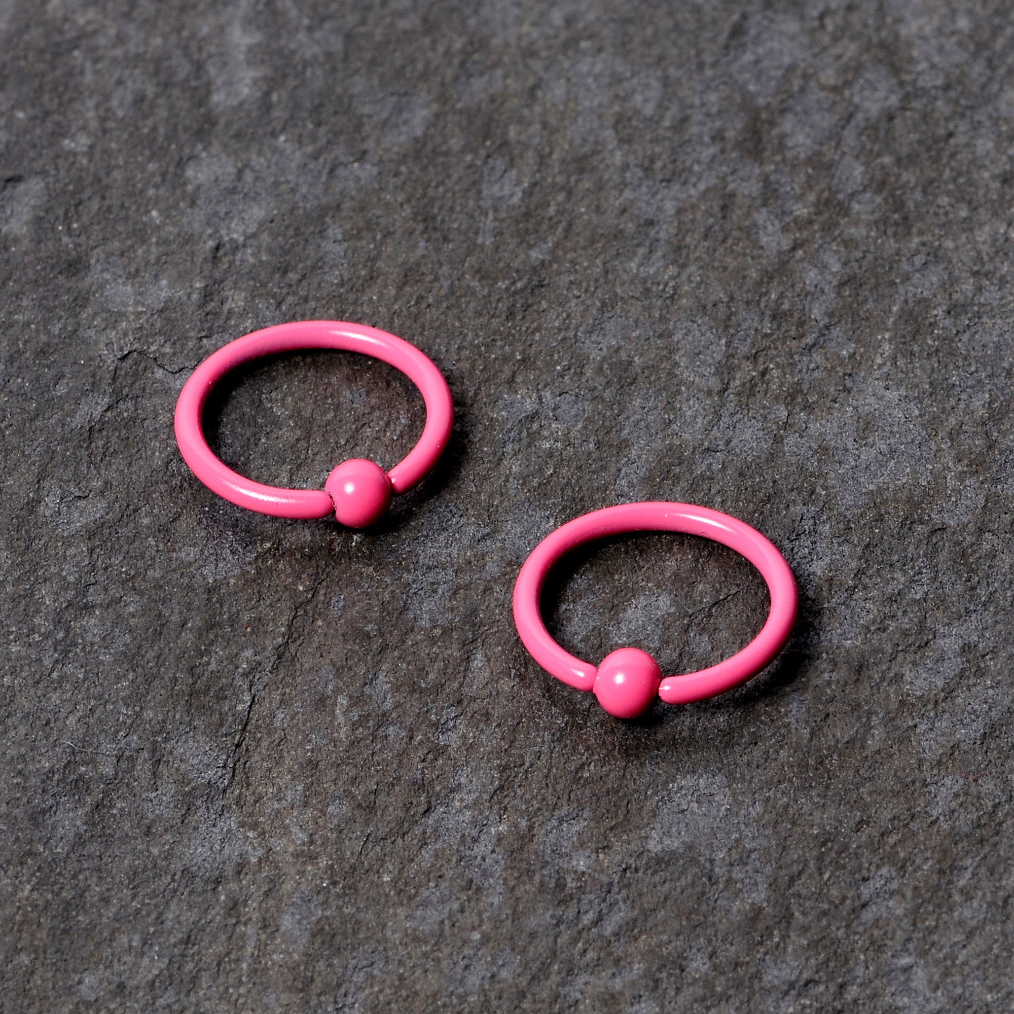 16 Gauge 3/8 Pink Glow in the Dark BCR Captive Ring Set of 2