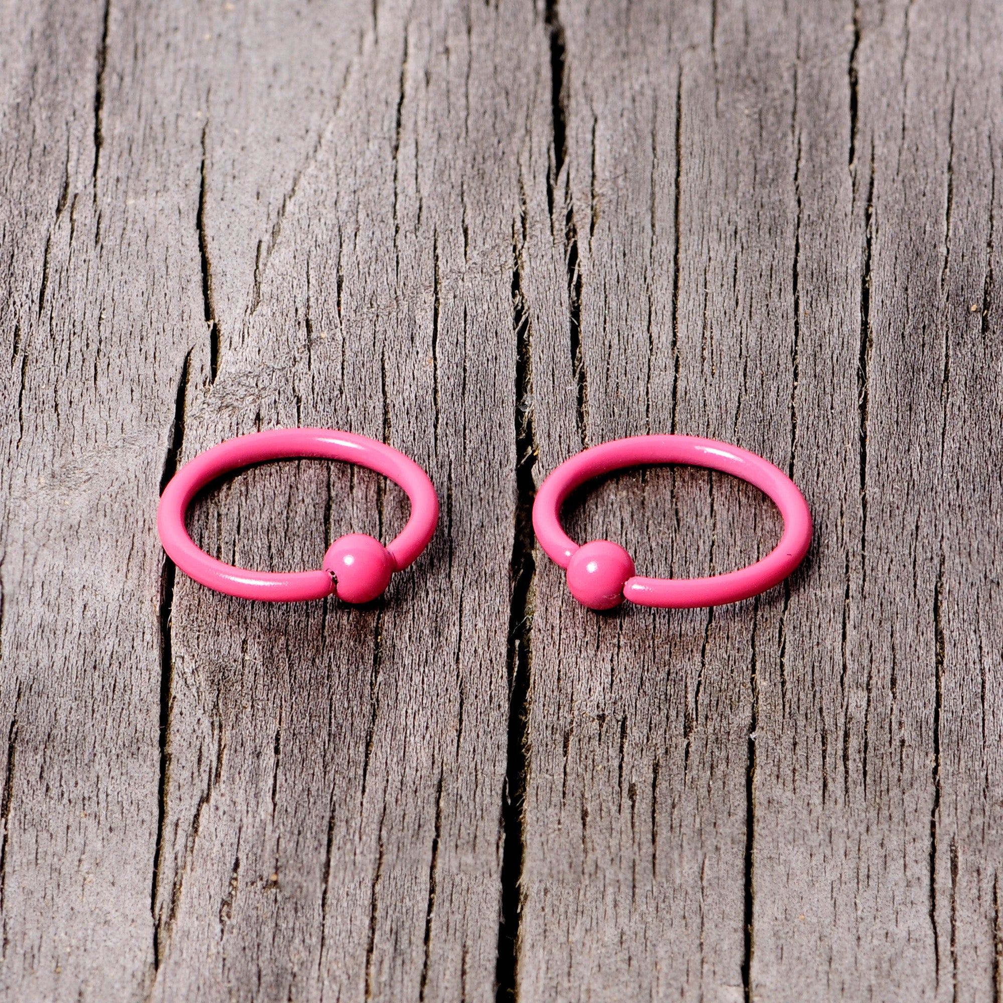 16 Gauge 3/8 Pink Glow in the Dark BCR Captive Ring Set of 2