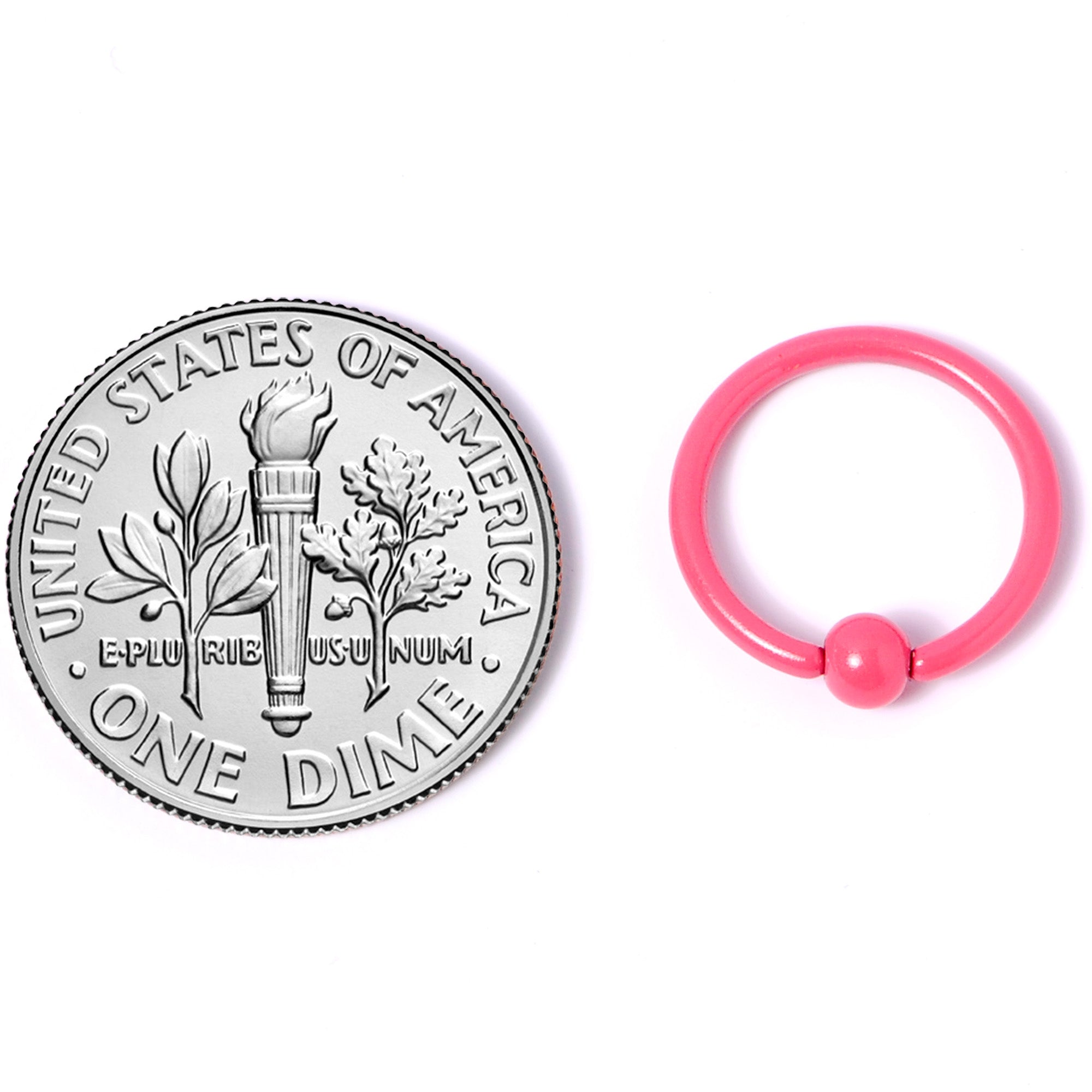 16 Gauge 3/8 Pink Glow in the Dark BCR Captive Ring Set of 2