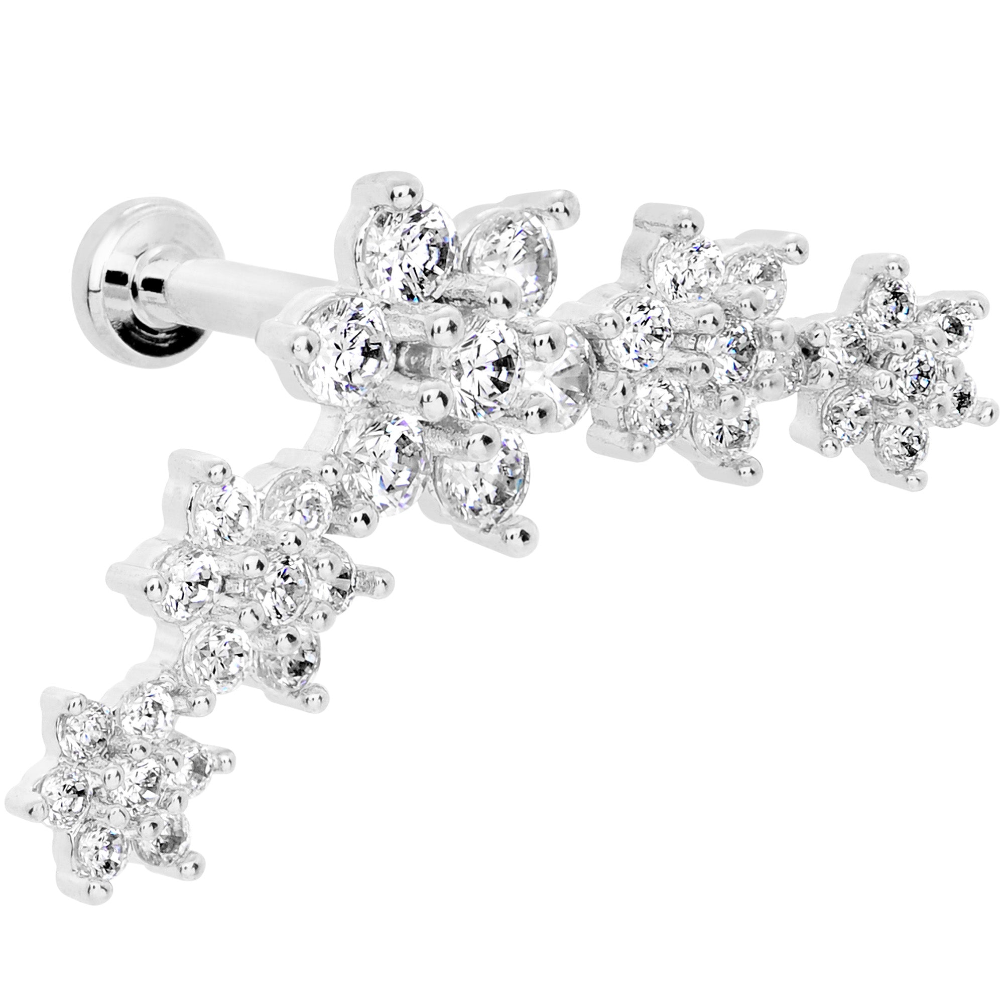 16 Gauge 5/16 Clear CZ Gem Floral Internal Thread Labret