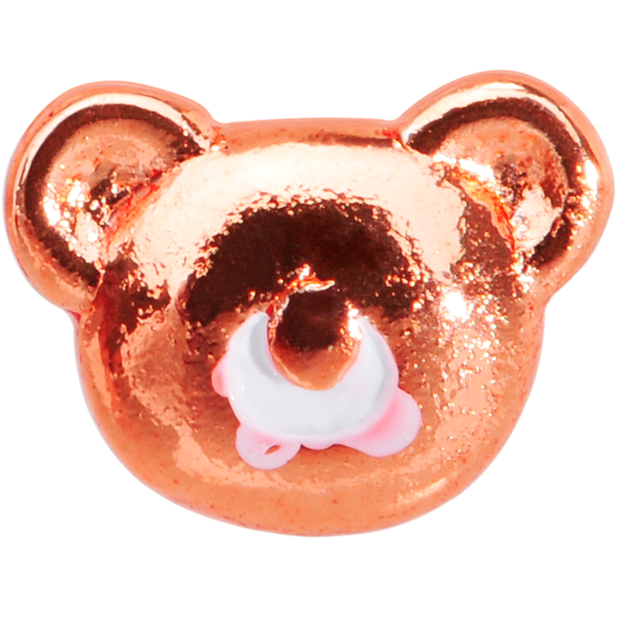 18 Gauge 5/16 Rose Gold Tone Tiny Teddy Bear L Shaped Nose Ring