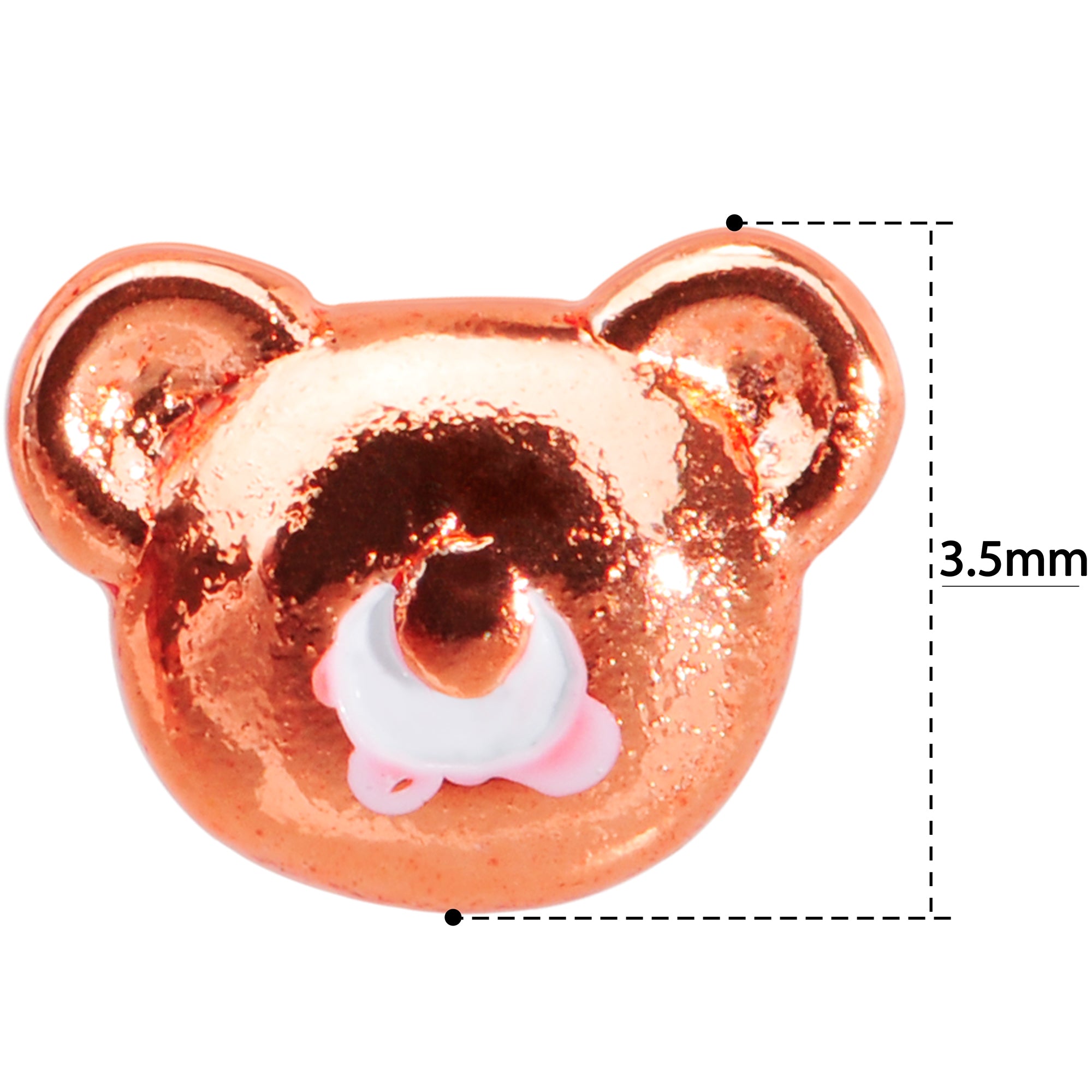 18 Gauge 5/16 Rose Gold Tone Tiny Teddy Bear L Shaped Nose Ring