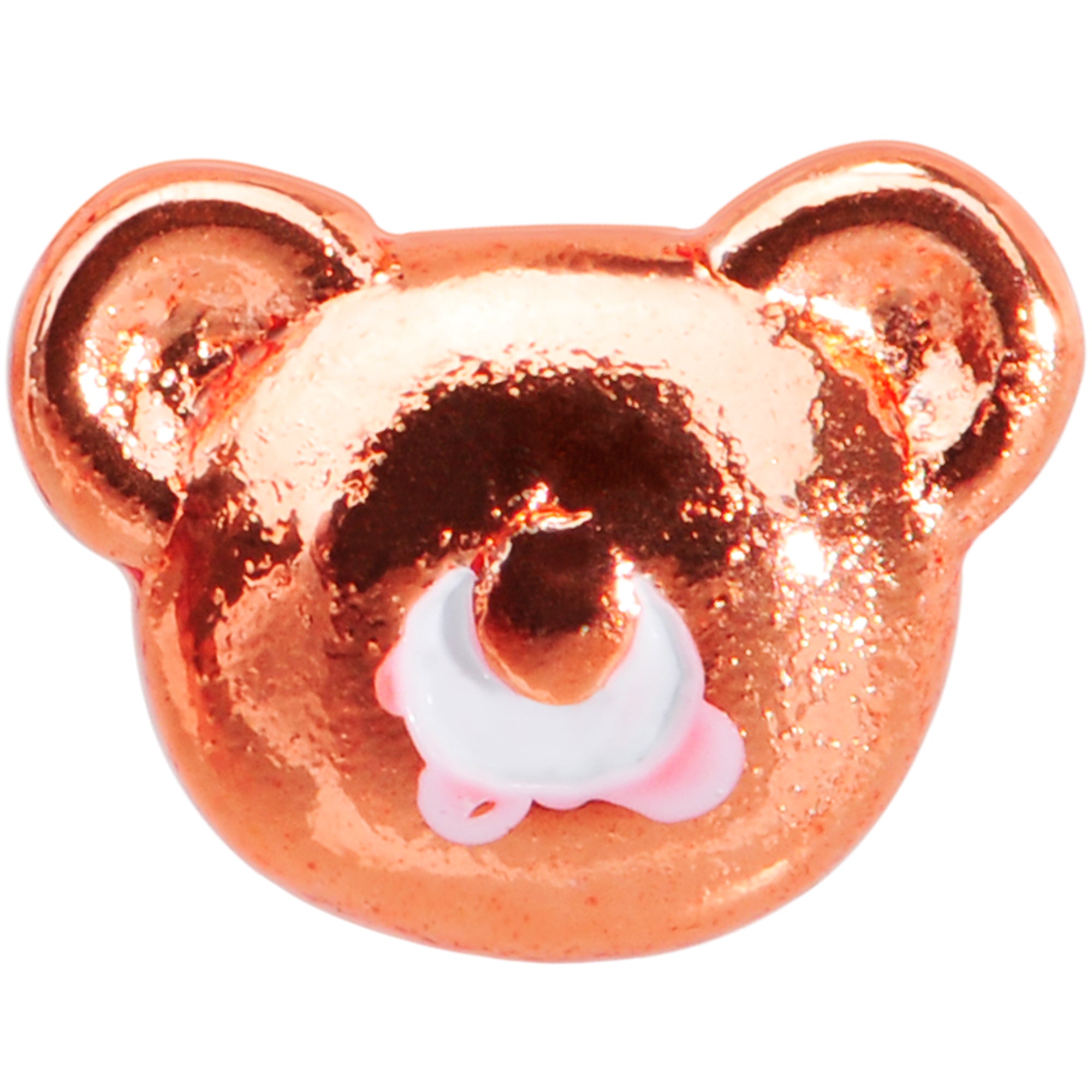 20 Gauge 5/16 Rose Gold Tone Tiny Teddy Bear L Shaped Nose Ring