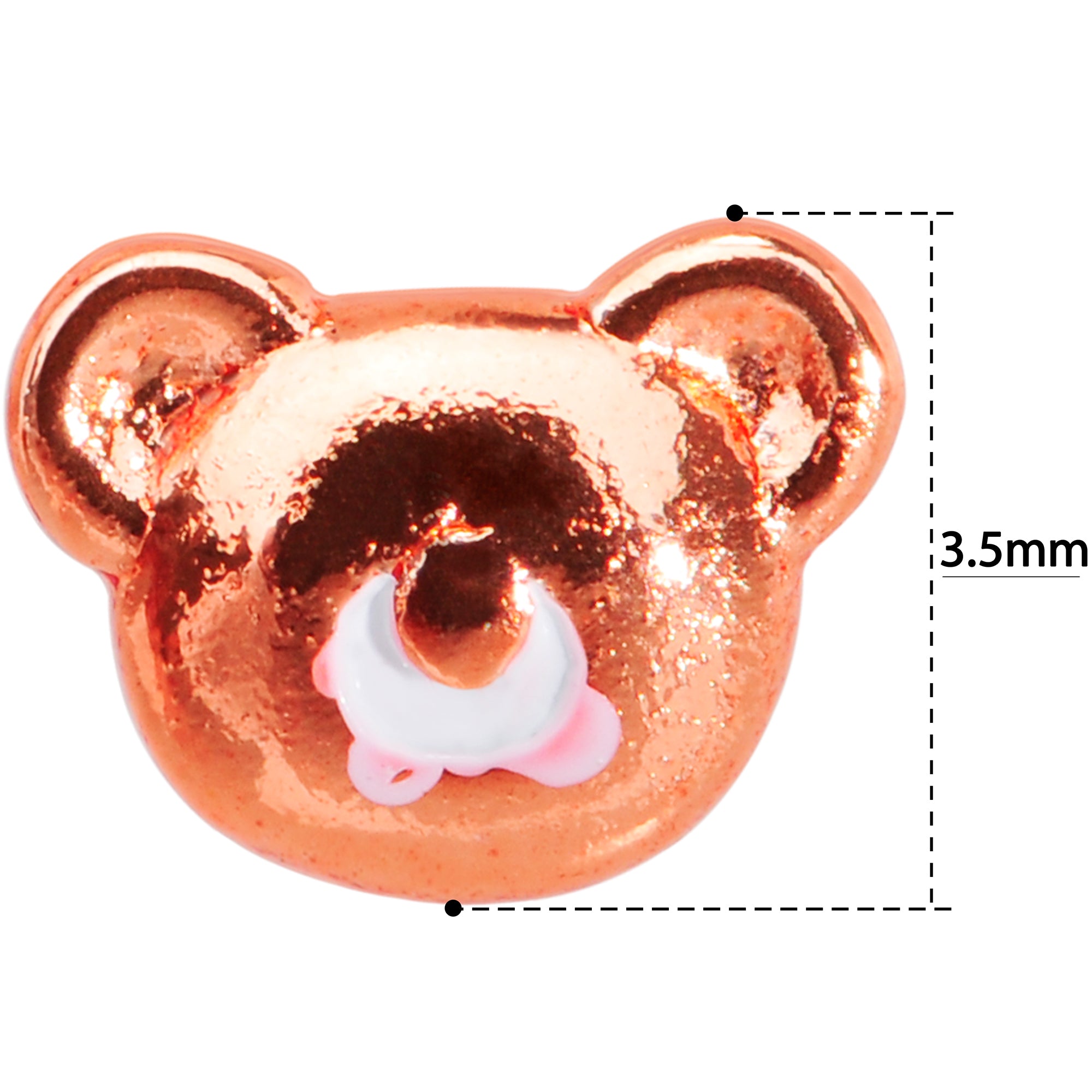 20 Gauge 5/16 Rose Gold Tone Tiny Teddy Bear L Shaped Nose Ring