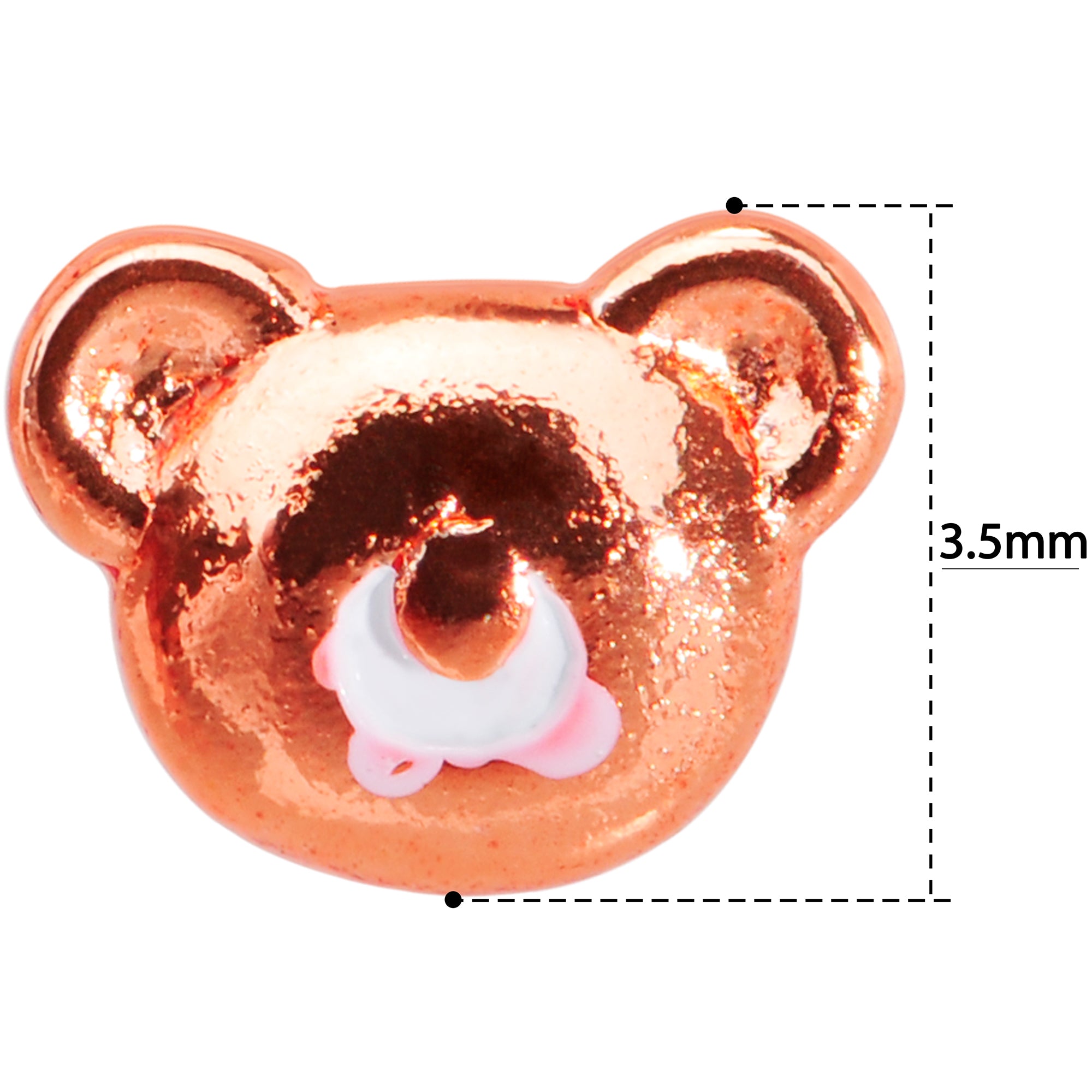 22 Gauge 5/16 Rose Gold Tone Tiny Teddy Bear L Shaped Nose Ring