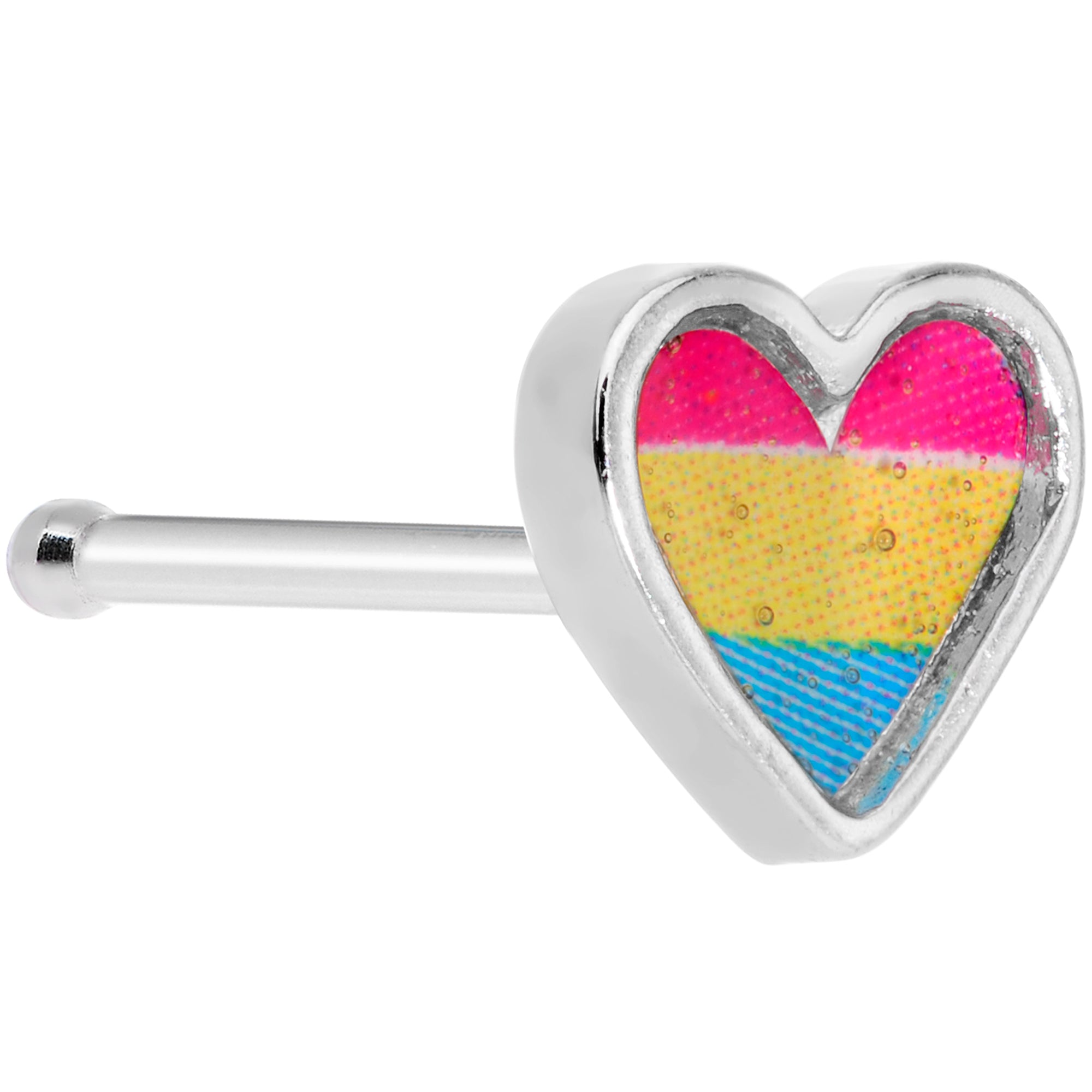 20 Gauge 5/16 Red Yellow Blue Pansexual Pride Heart Nose Bone