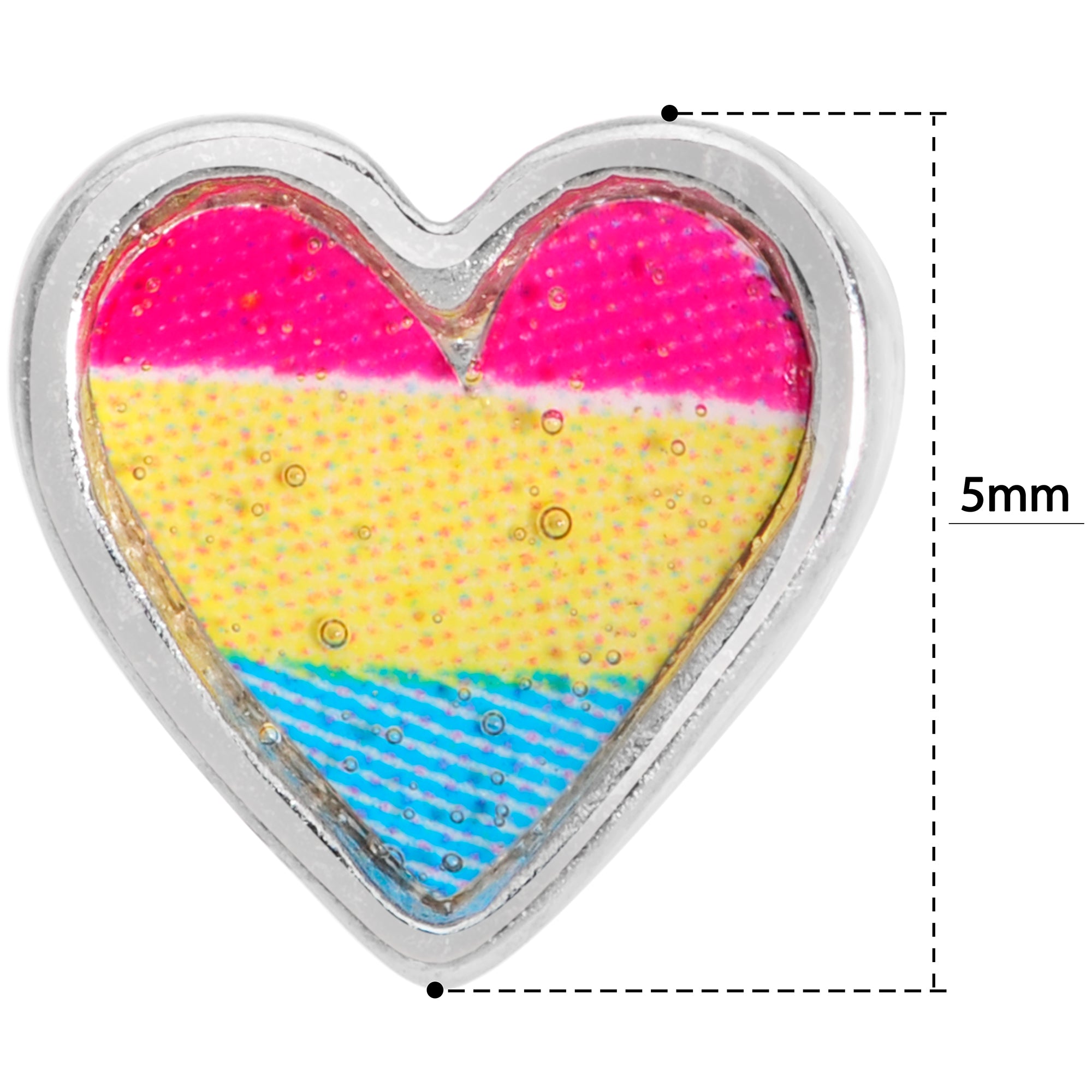 20 Gauge 5/16 Red Yellow Blue Pansexual Pride Heart Nose Bone