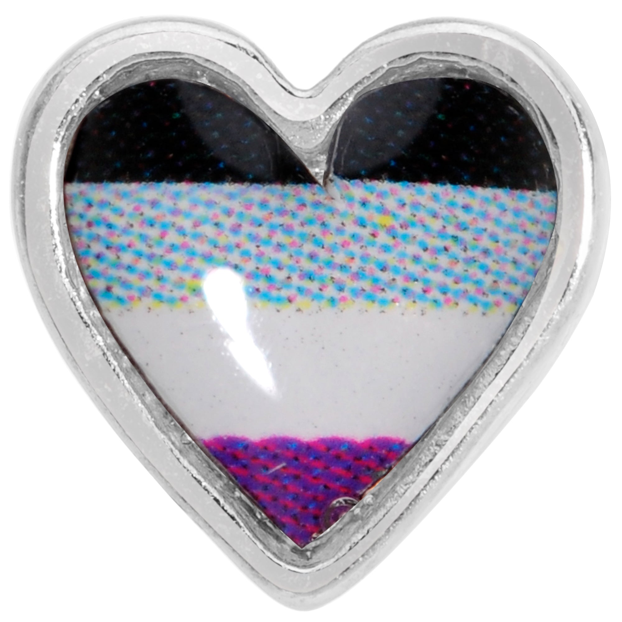 20 Gauge 5/16 Black Grey Purple Asexual Pride Heart L Shaped Nose Ring