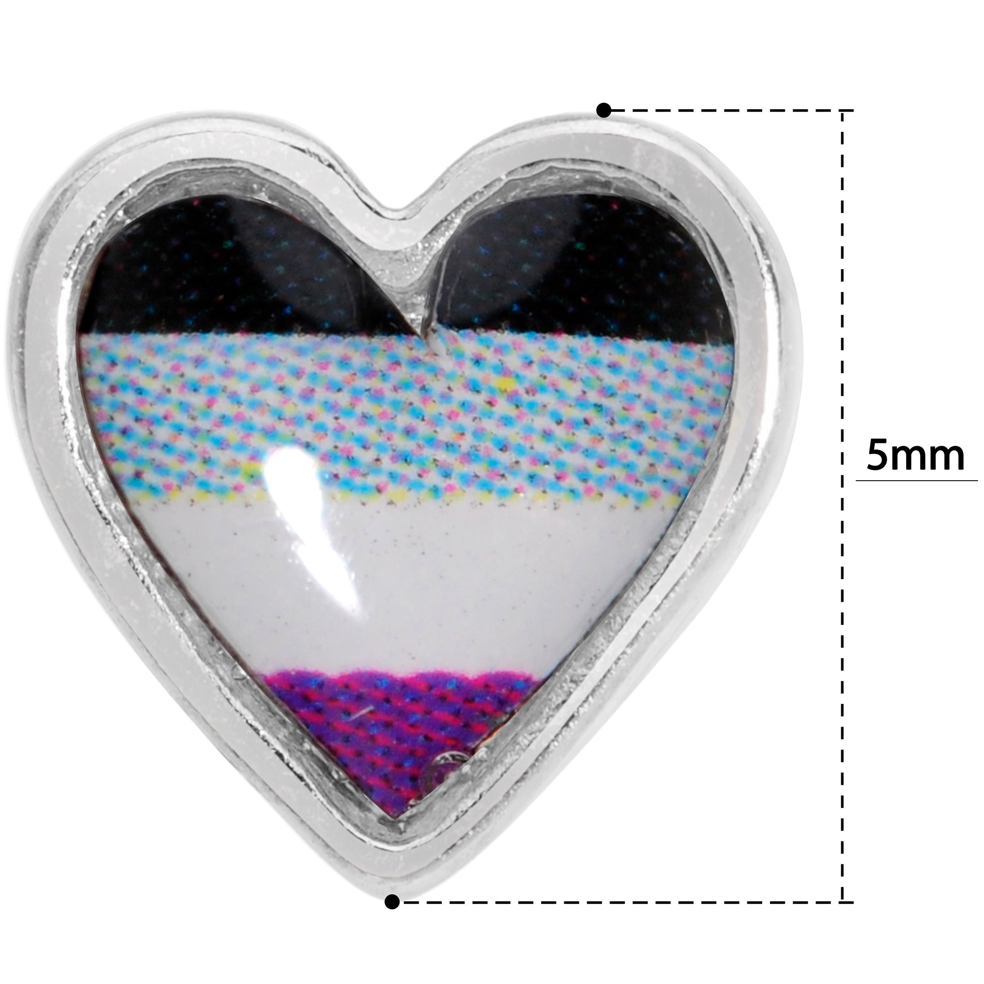 20 Gauge 5/16 Black Grey Purple Asexual Pride Heart L Shaped Nose Ring