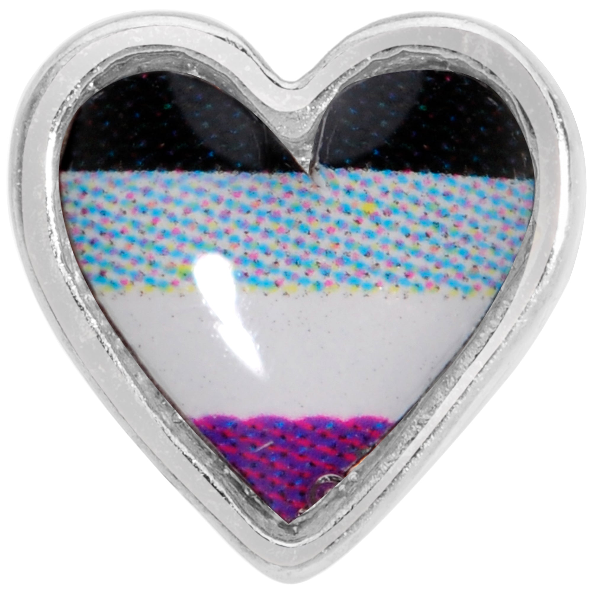 20 Gauge 3/8 Black Grey Purple Asexual Pride Heart Nose Bone