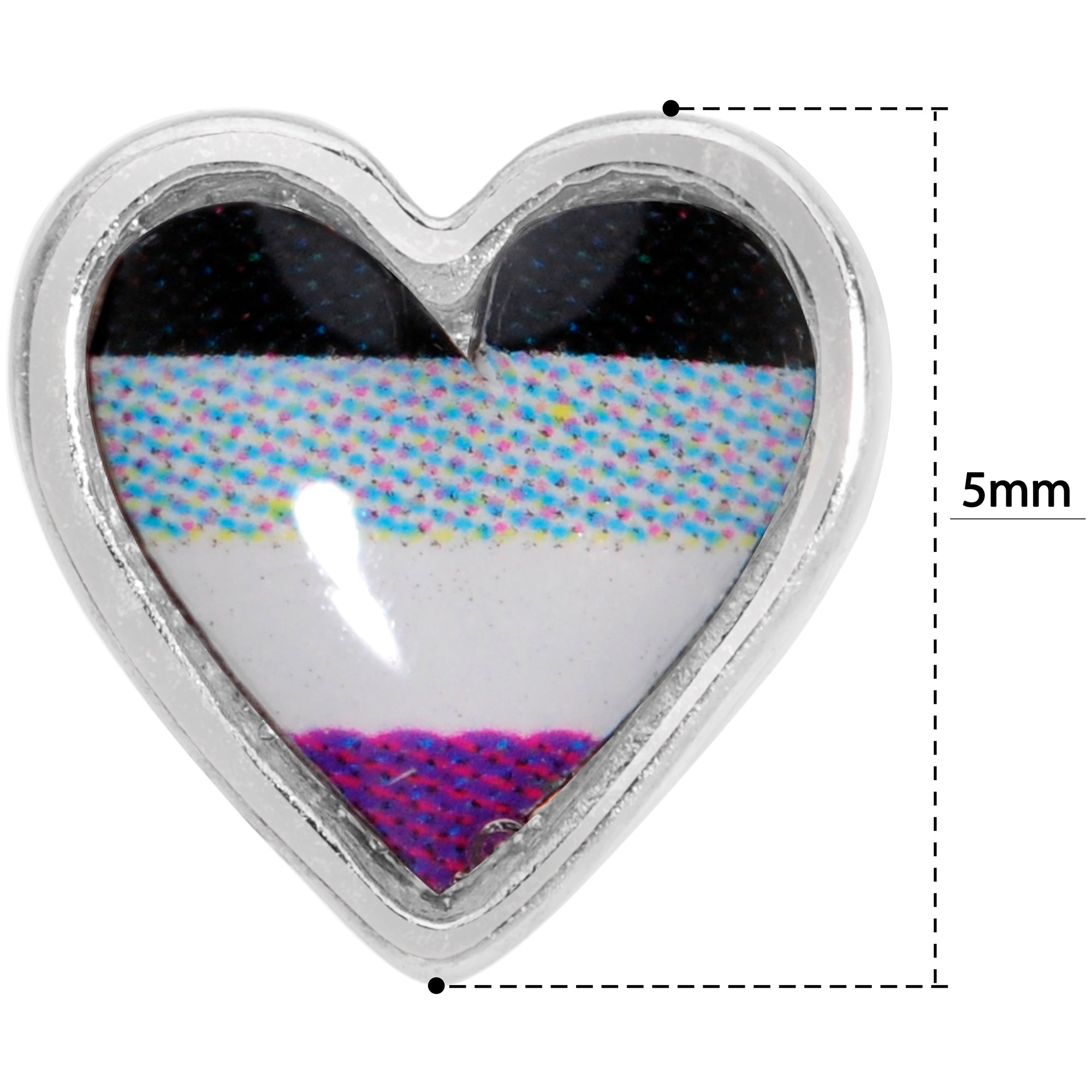 20 Gauge 3/8 Black Grey Purple Asexual Pride Heart Nose Bone