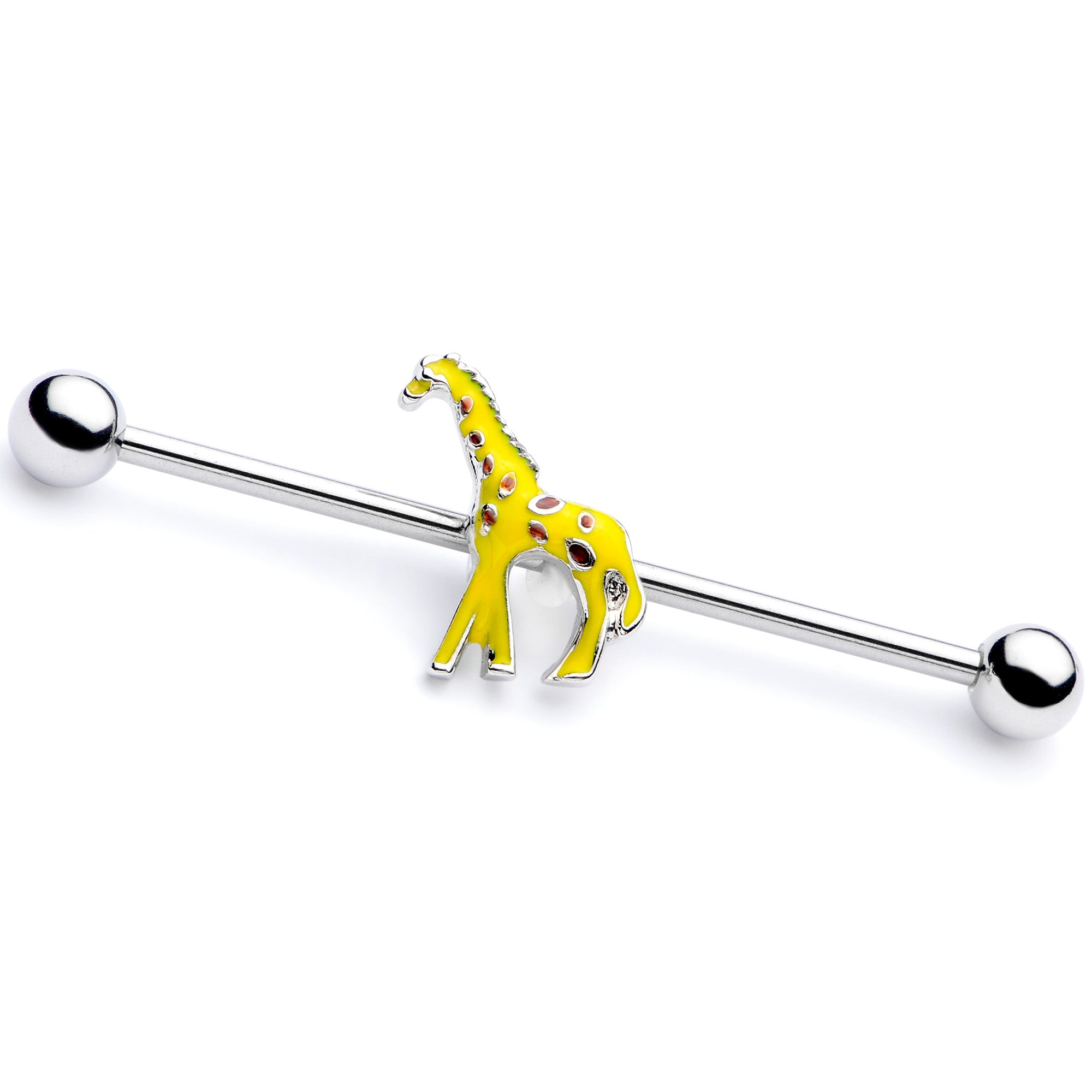 14 Gauge Yellow Brown Giraffe Industrial Barbell 38mm