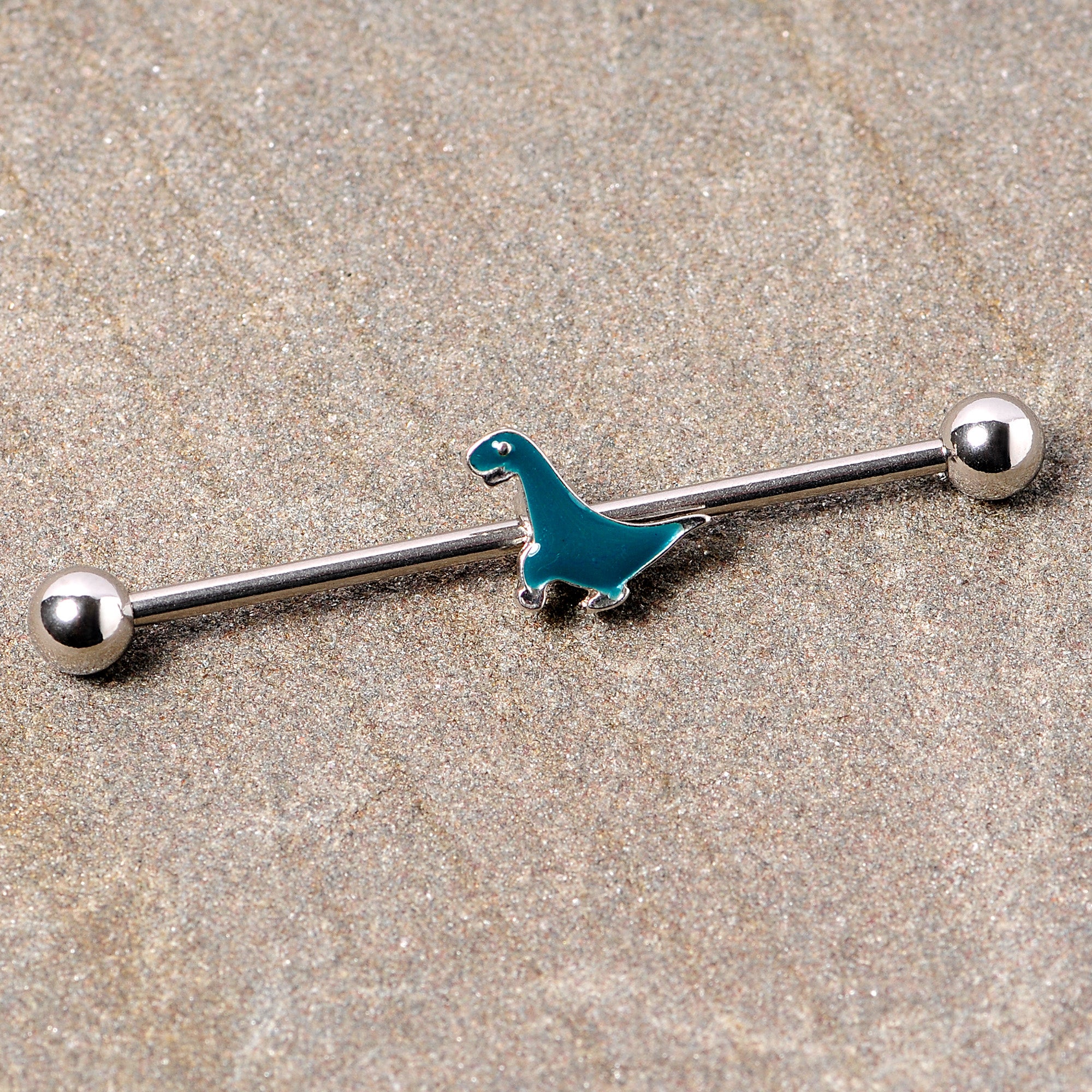 14 Gauge Darling Green Dinosaur Industrial Barbell 38mm