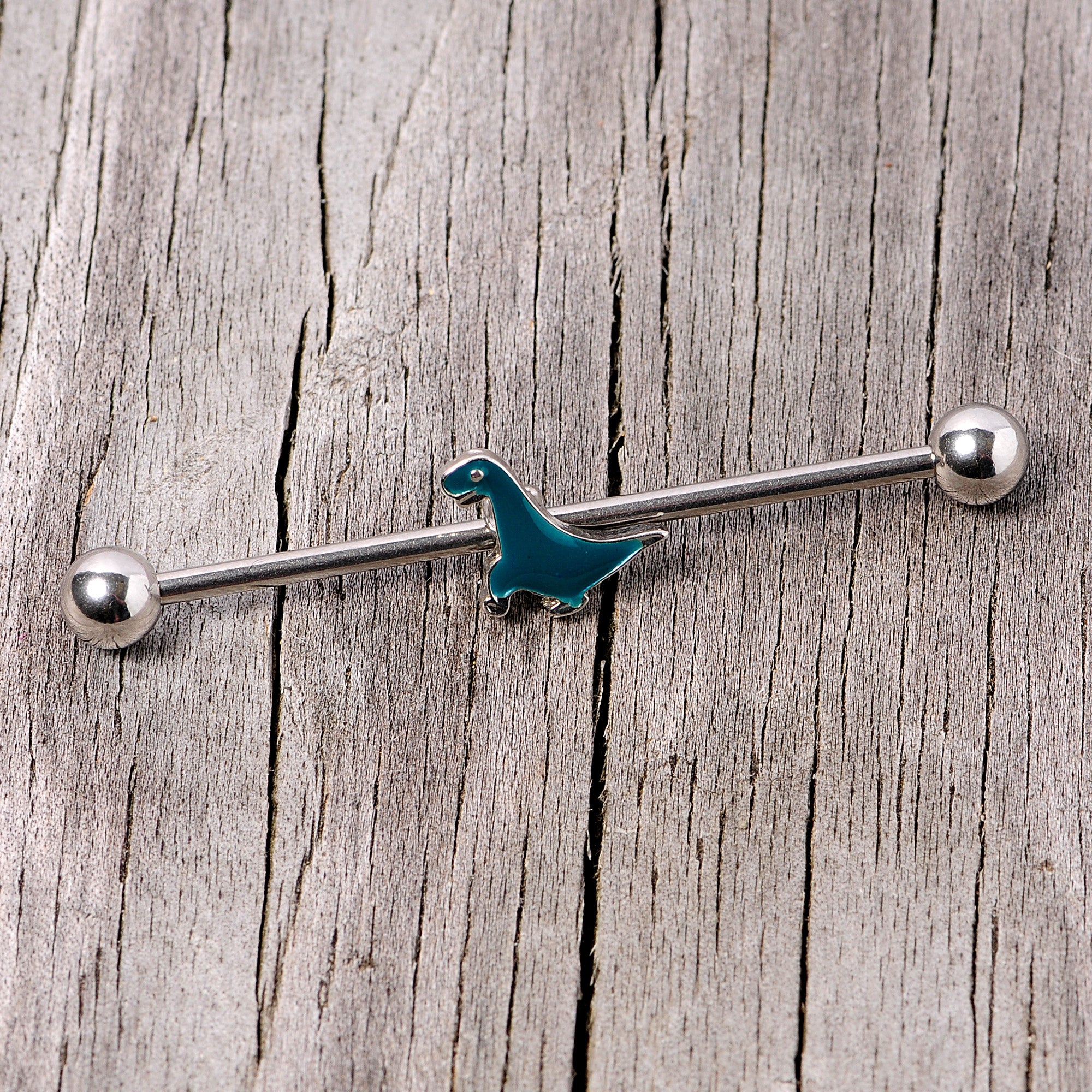 14 Gauge Darling Green Dinosaur Industrial Barbell 38mm