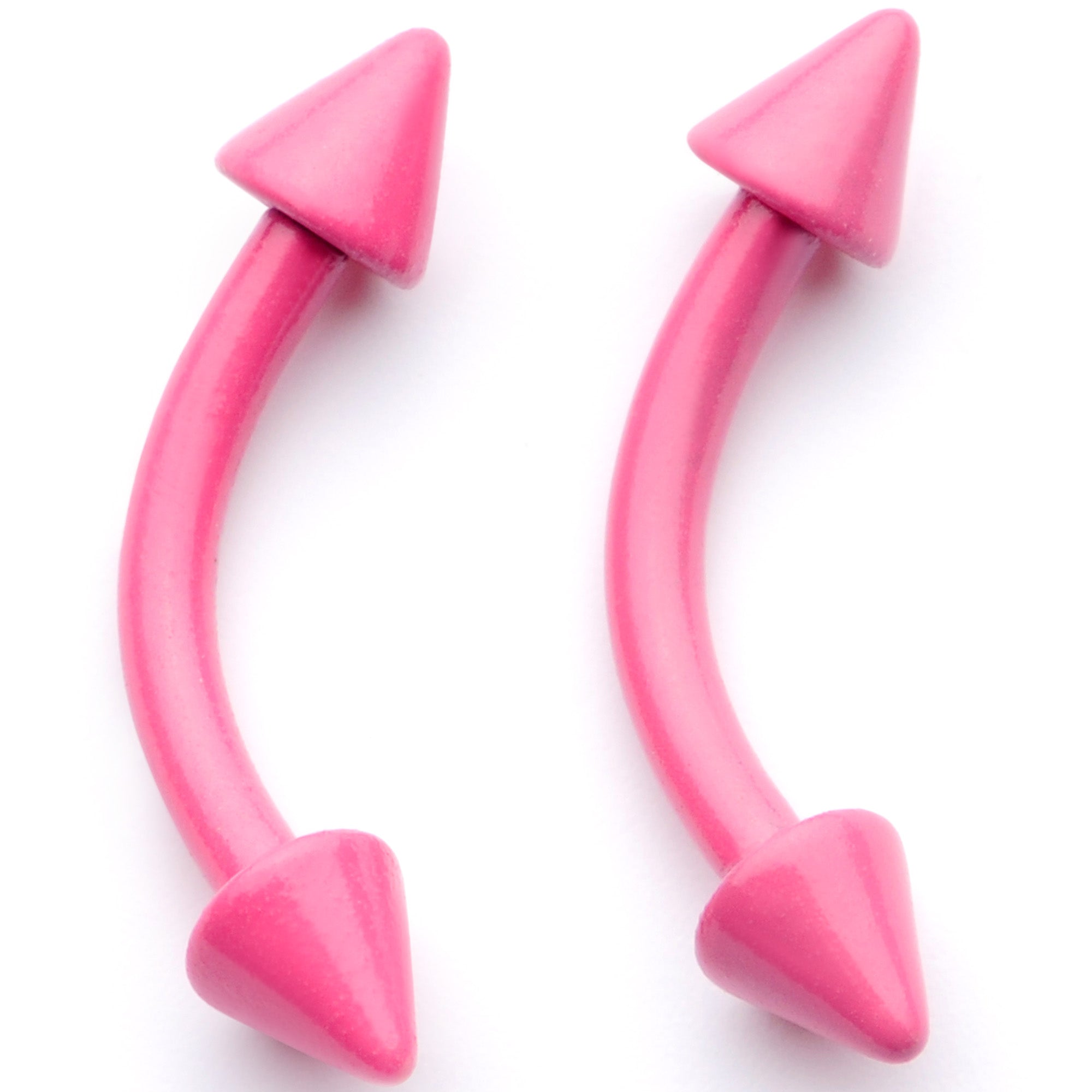 16 Gauge 5/16 Pink Glow in the Dark Cone End Curved Barbell Set of 2