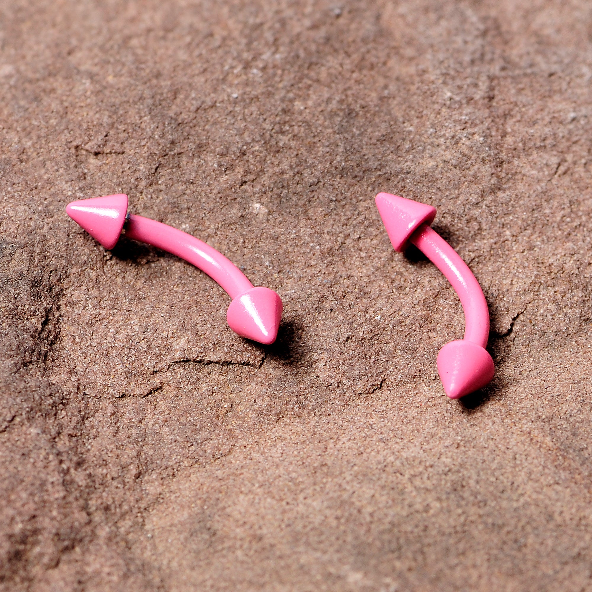 16 Gauge 5/16 Pink Glow in the Dark Cone End Curved Barbell Set of 2