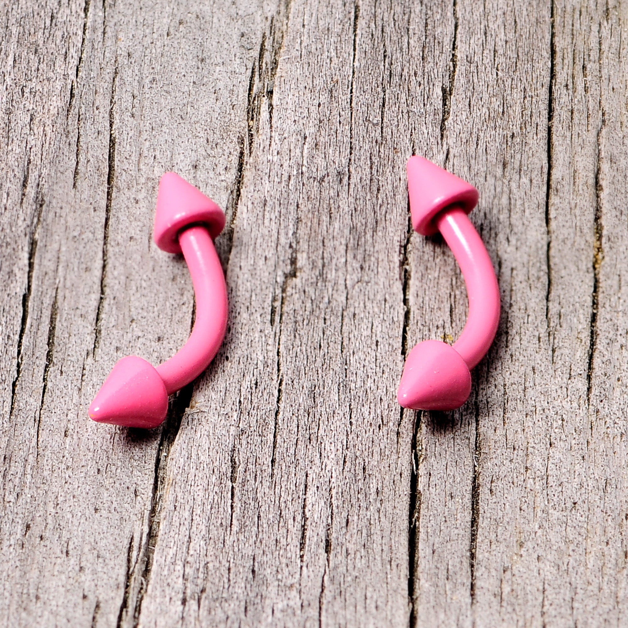 16 Gauge 5/16 Pink Glow in the Dark Cone End Curved Barbell Set of 2