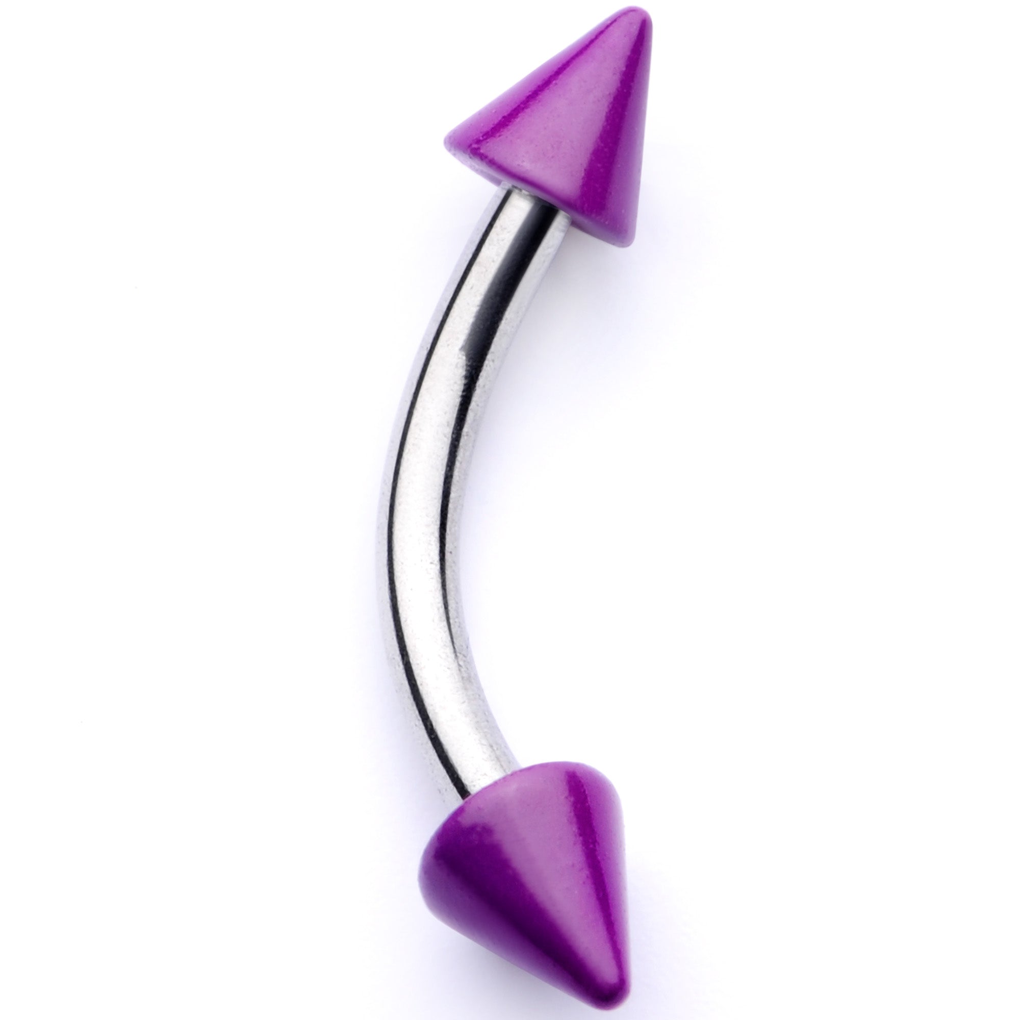 16 Gauge 5/16 Purple Cone End Curved Eyebrow Ring