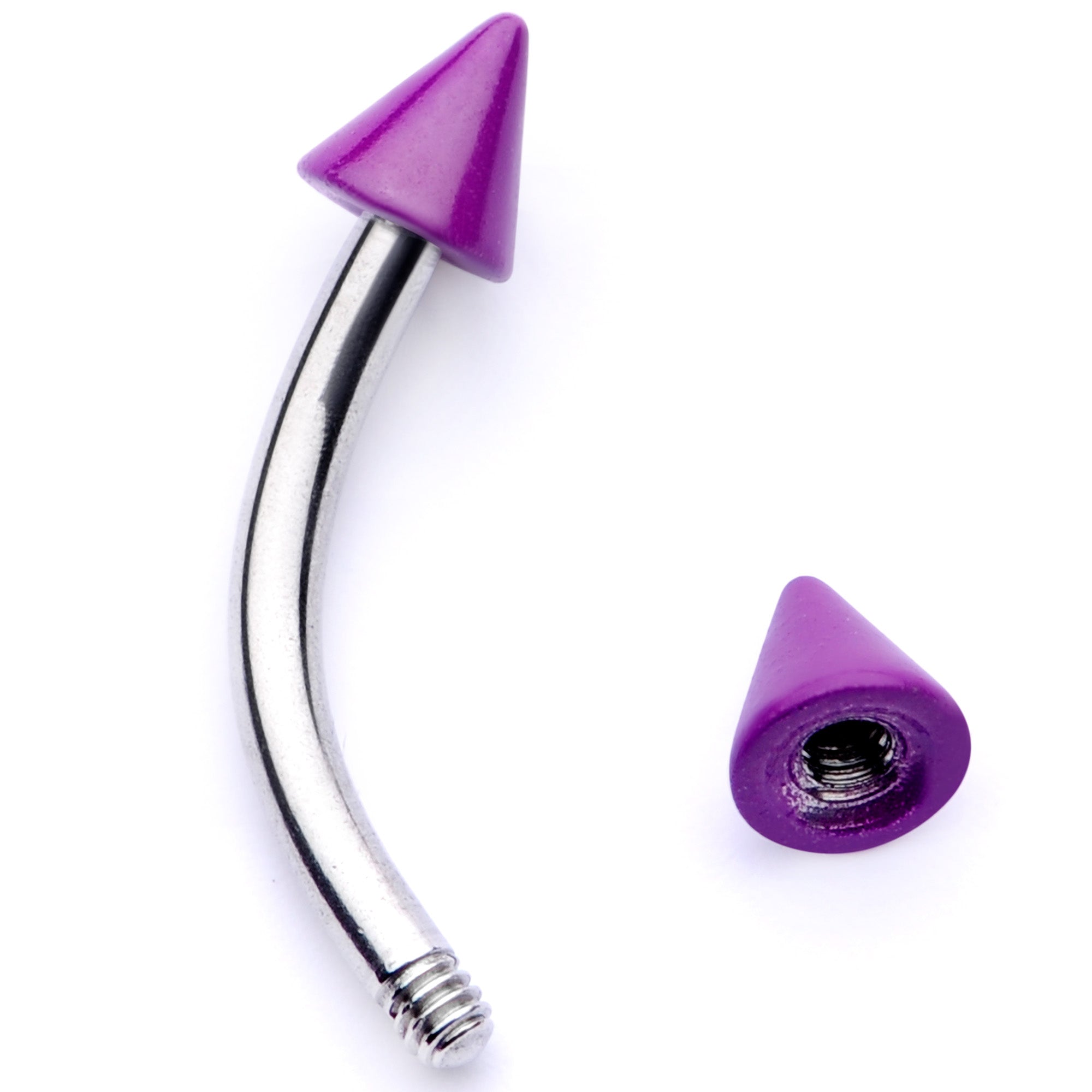 16 Gauge 5/16 Purple Cone End Curved Eyebrow Ring