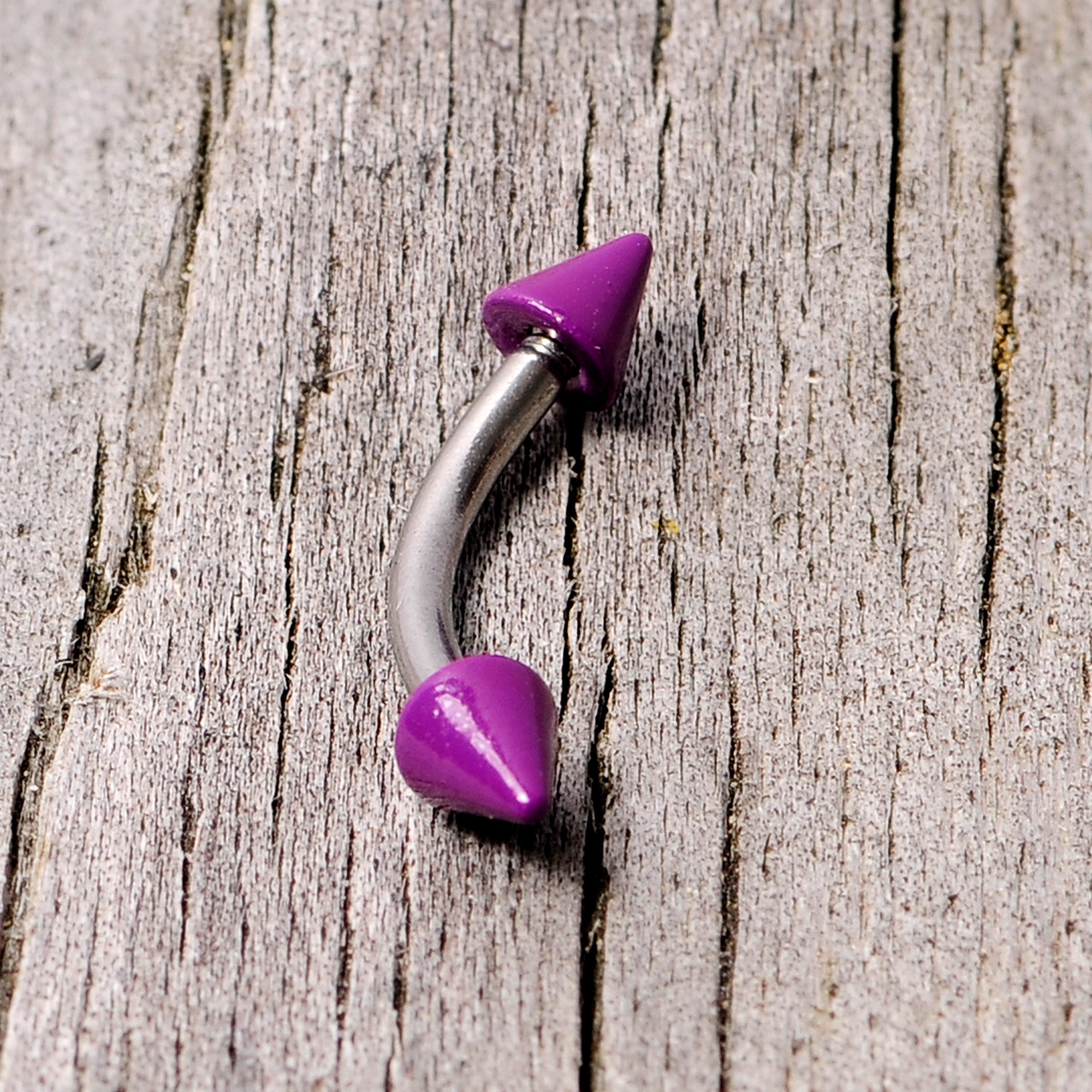 16 Gauge 5/16 Purple Cone End Curved Eyebrow Ring