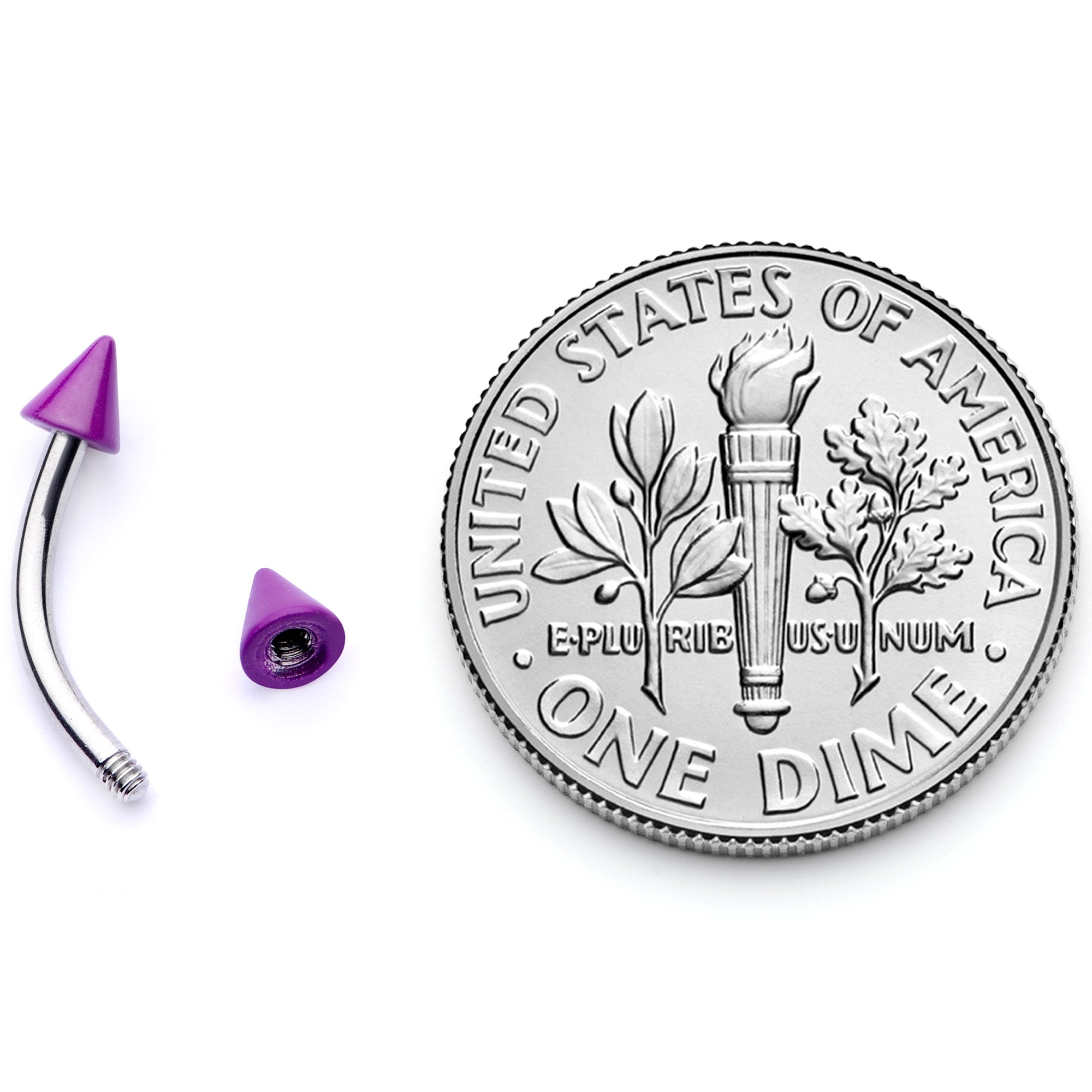 16 Gauge 5/16 Purple Cone End Curved Eyebrow Ring