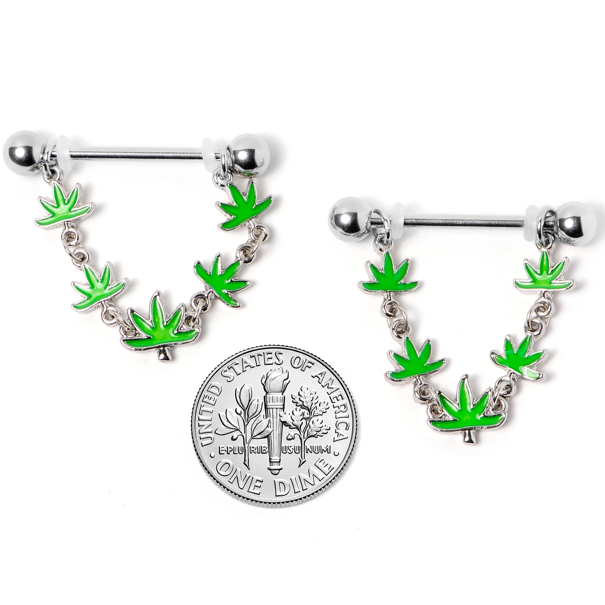 Pot leaf 2025 nipple rings