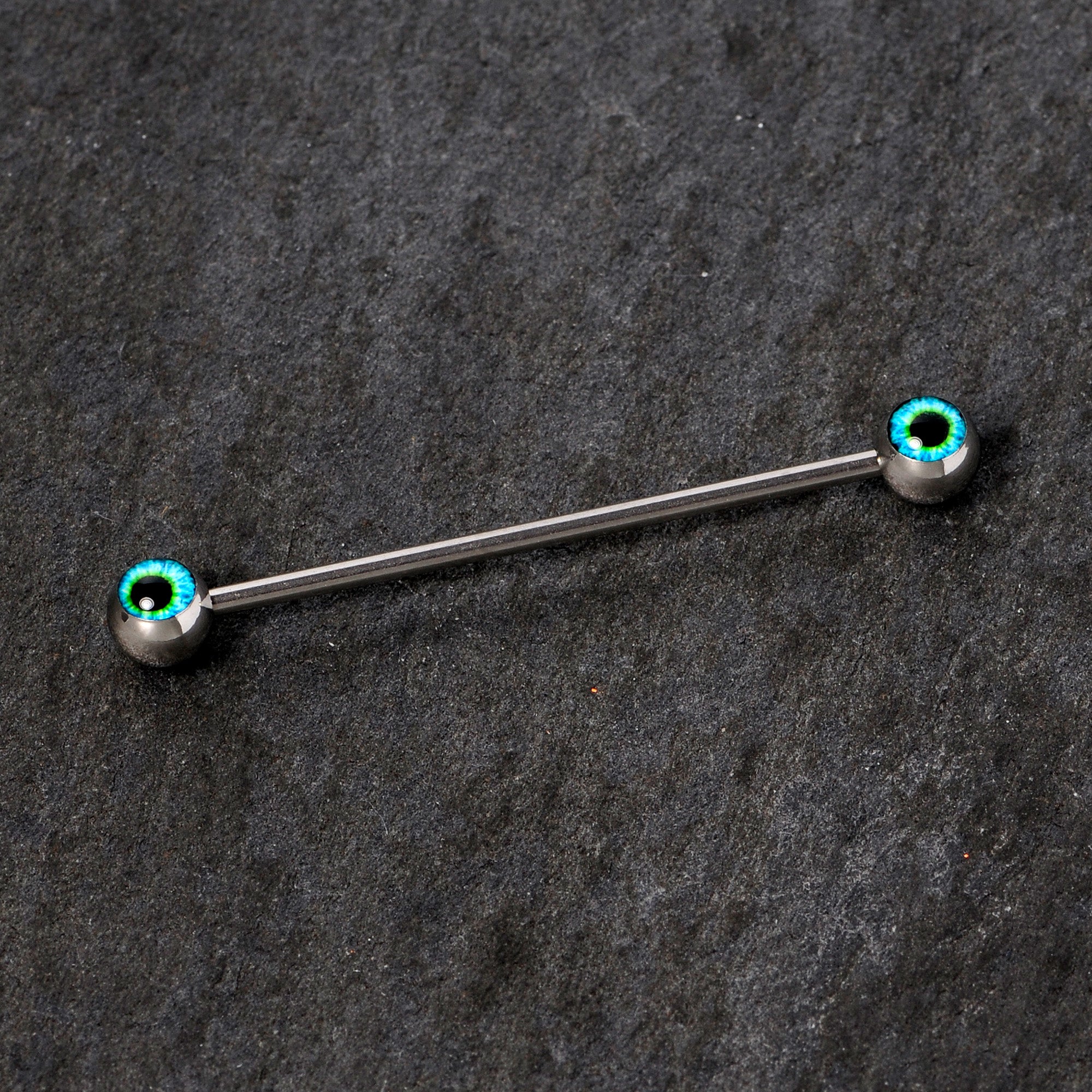 14 Gauge Haunting Human Eyeball Halloween Industrial Barbell 38mm