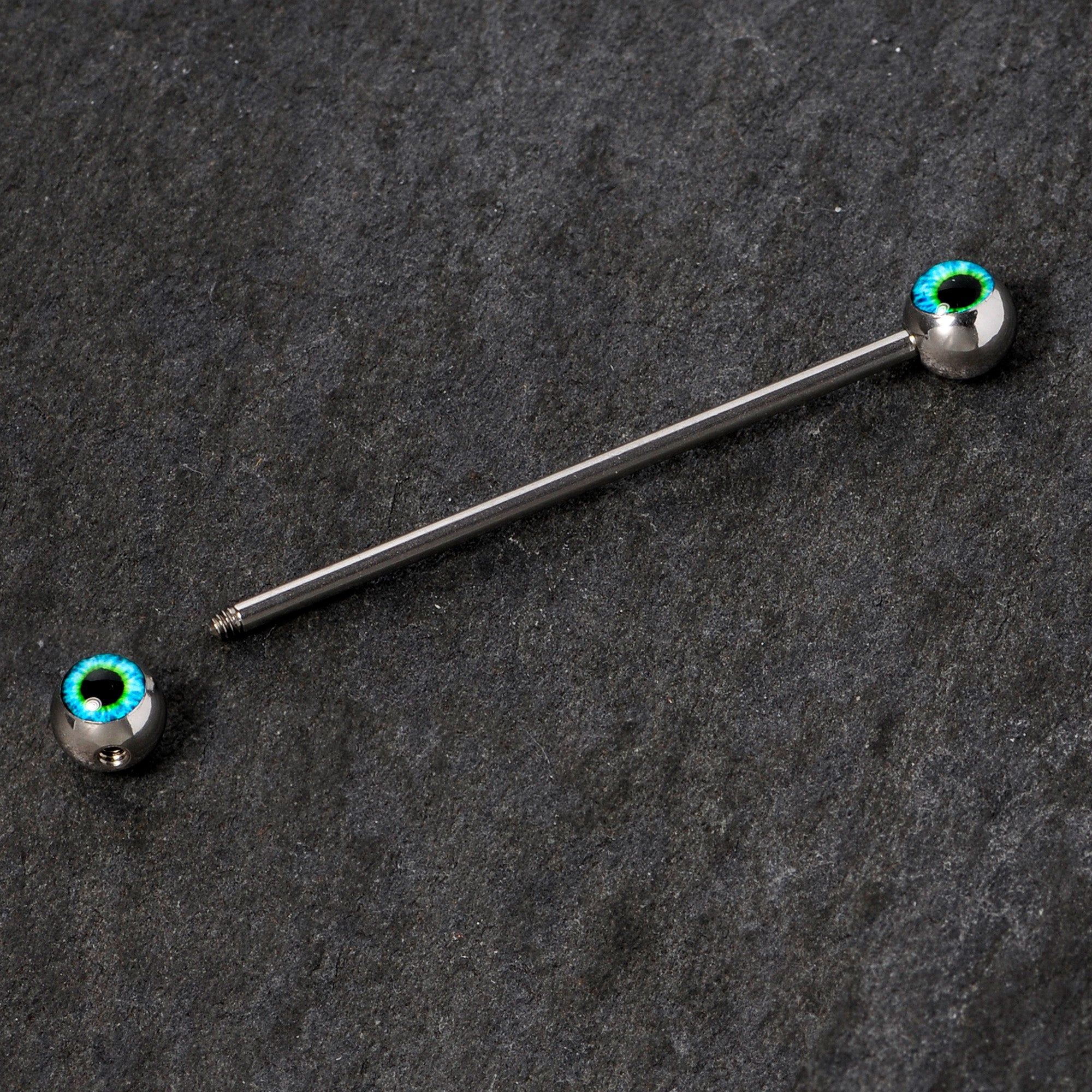 14 Gauge Haunting Human Eyeball Halloween Industrial Barbell 38mm