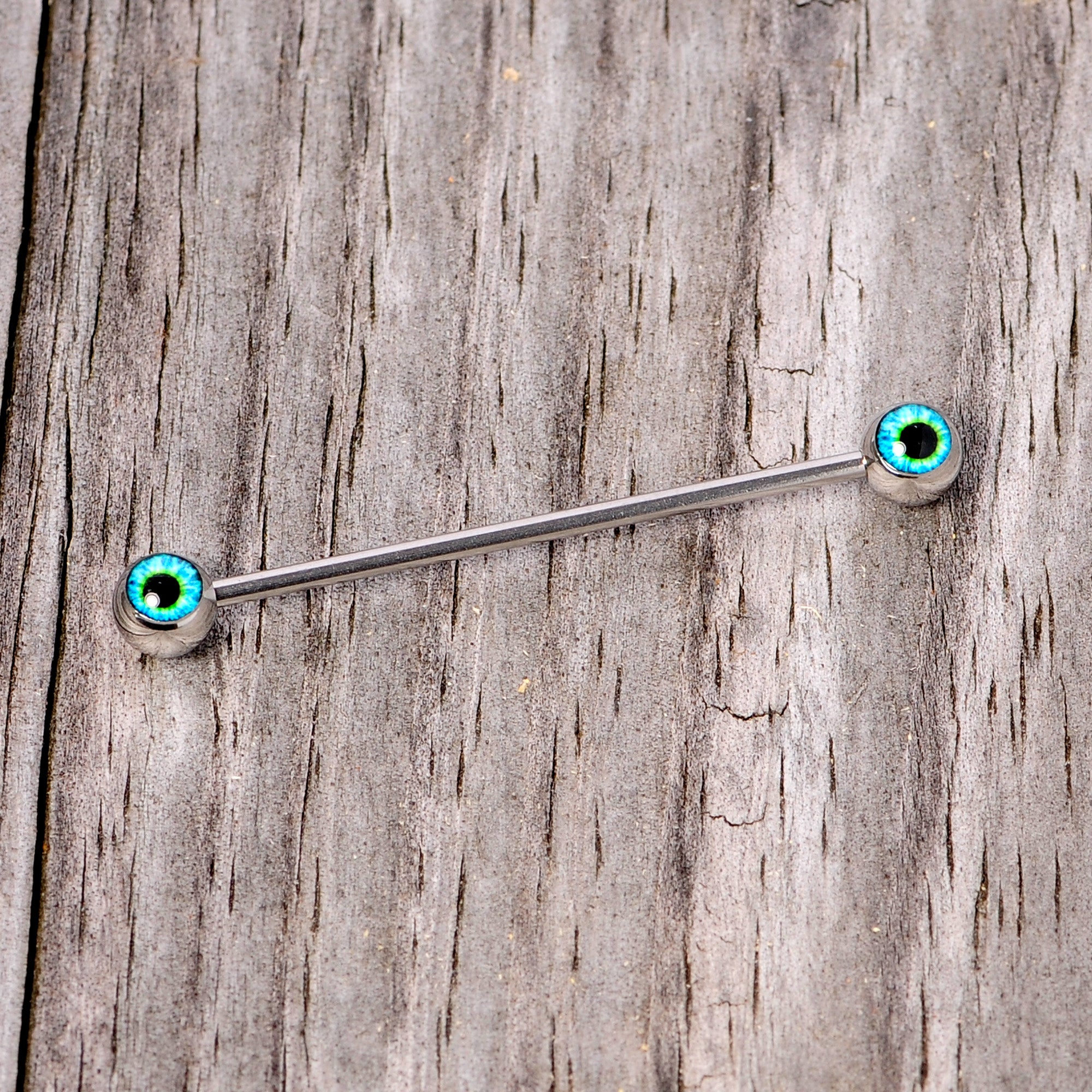 14 Gauge Haunting Human Eyeball Halloween Industrial Barbell 38mm