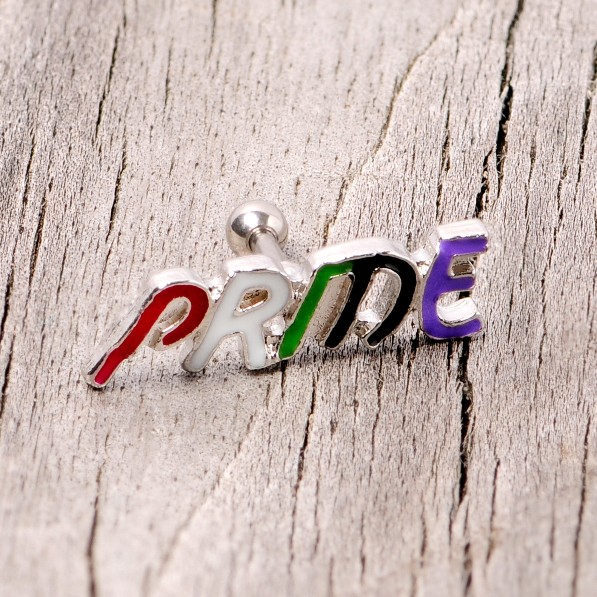 16 Gauge 1/4 Multicolor Rainbow Pride Cartilage Tragus Earring