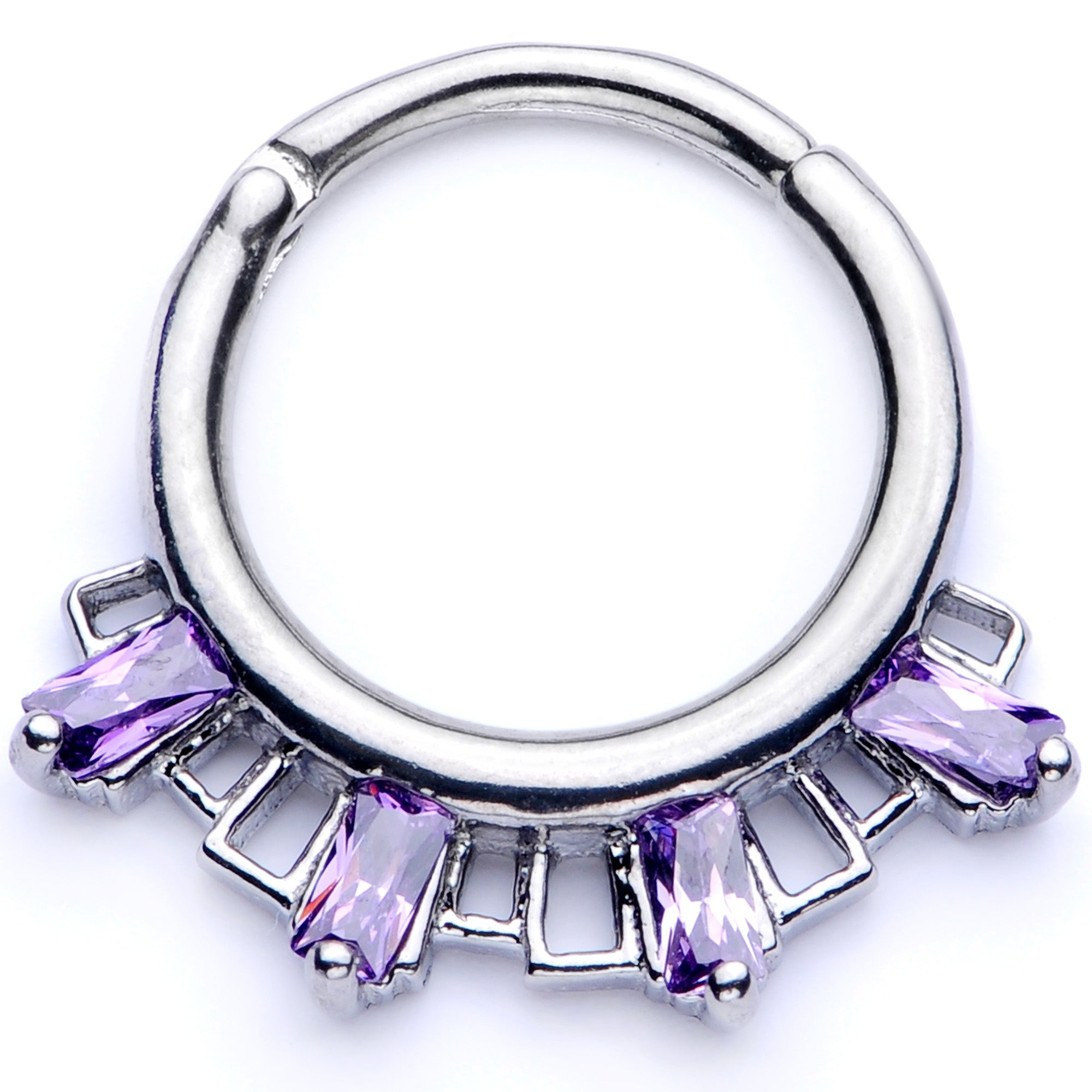 16 Gauge 3/8 Purple Gem Rectangle Septum Clicker