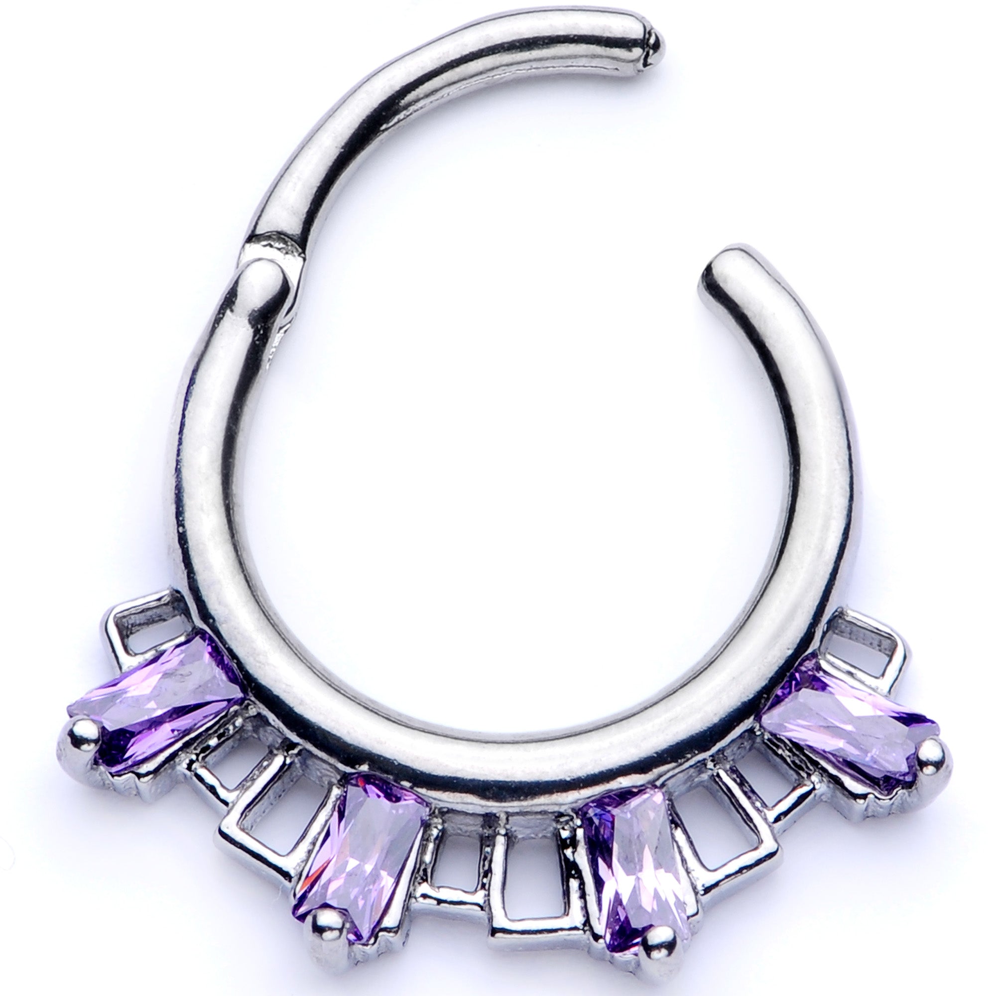 16 Gauge 3/8 Purple Gem Rectangle Septum Clicker