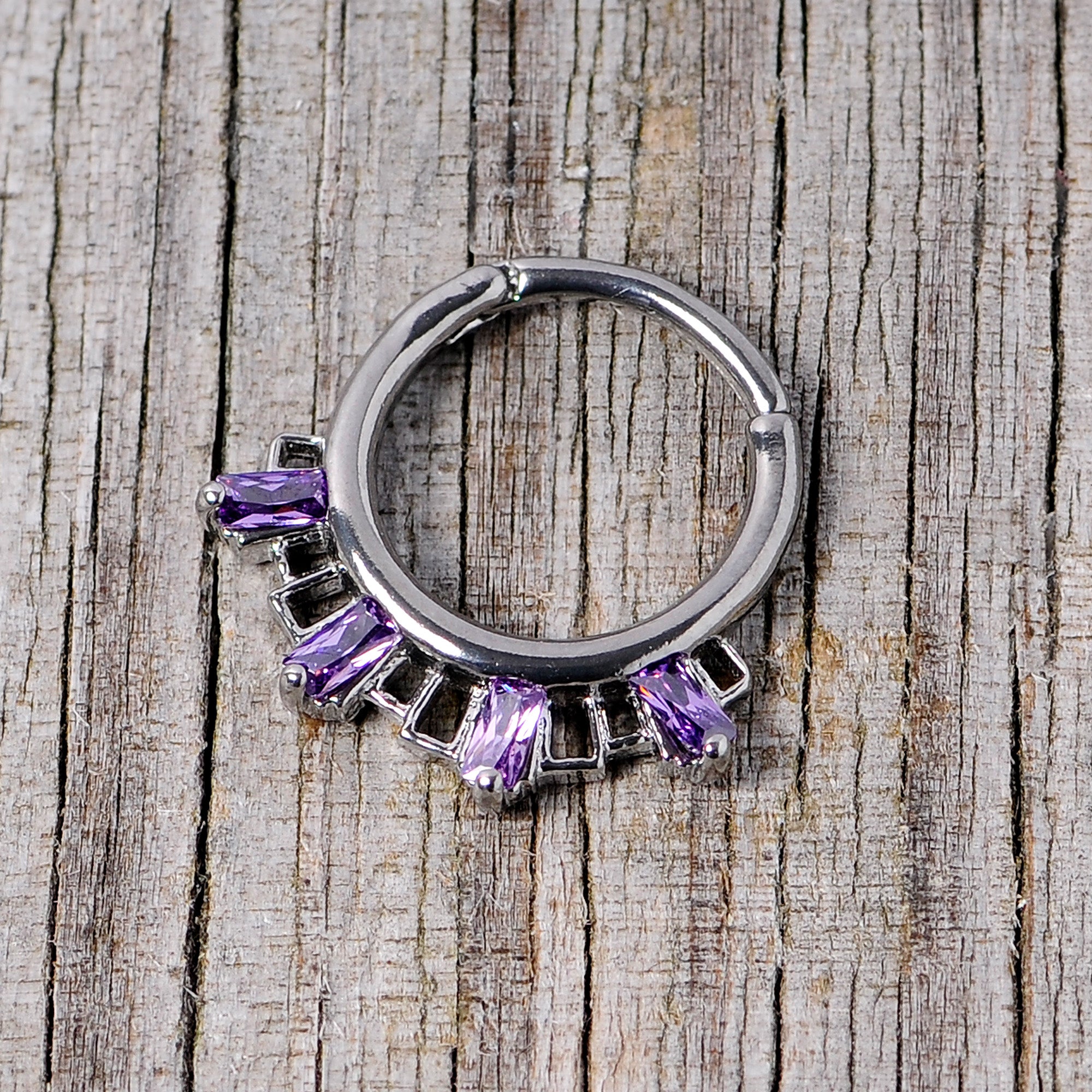 16 Gauge 3/8 Purple Gem Rectangle Septum Clicker