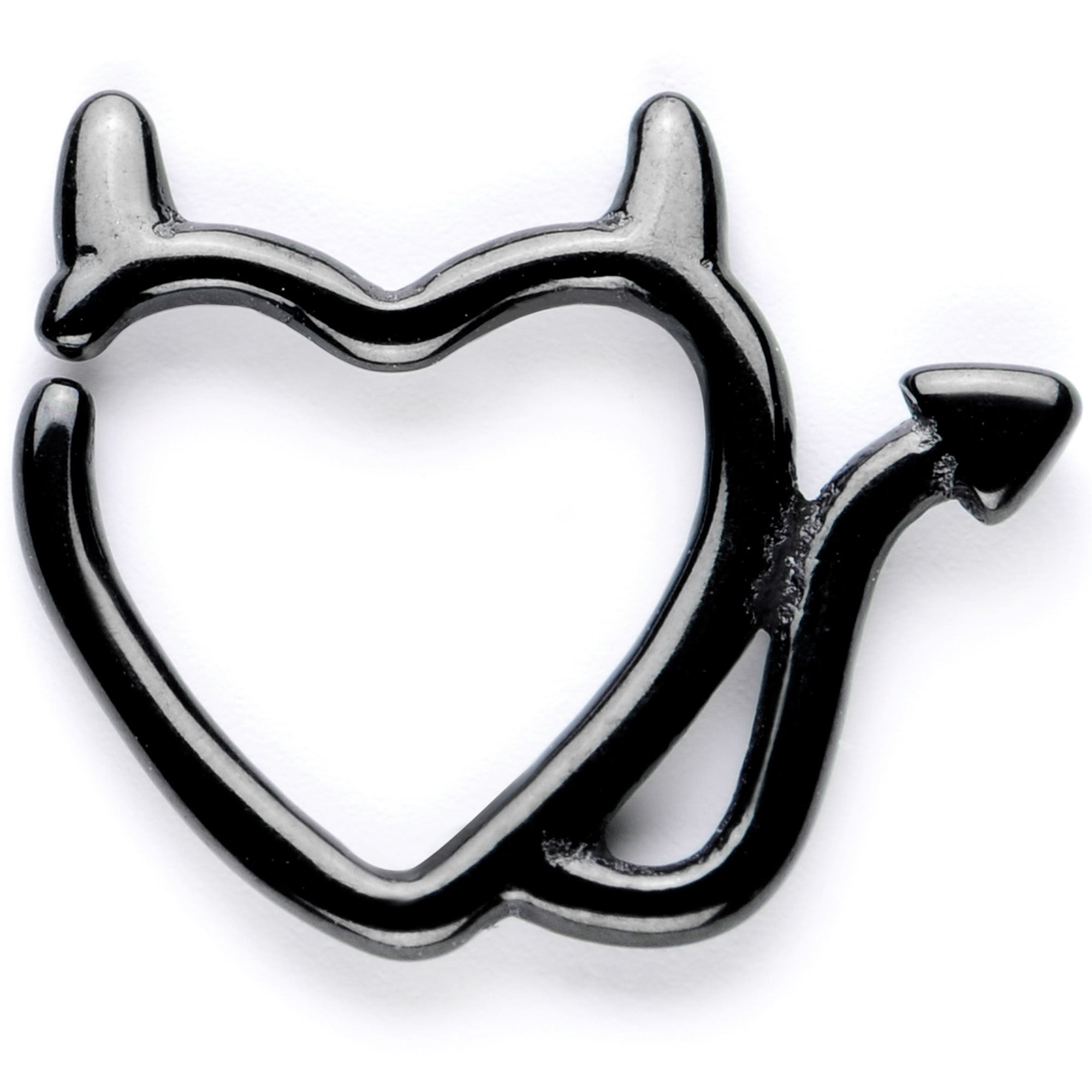 16 Gauge 5/16 Black Little Devil Halloween Heart Closure Ring