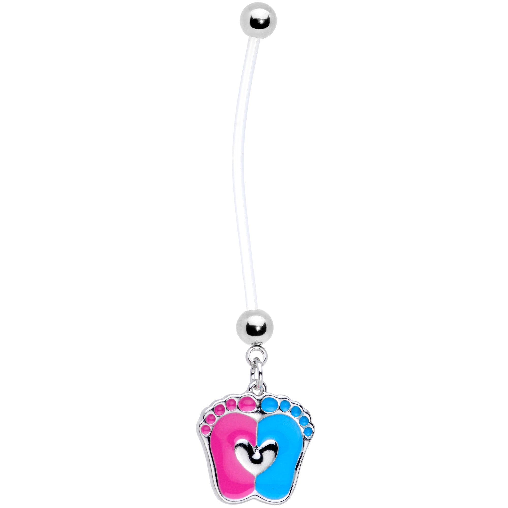 Pink Blue Baby Feet Dangle Pregnancy Belly Ring