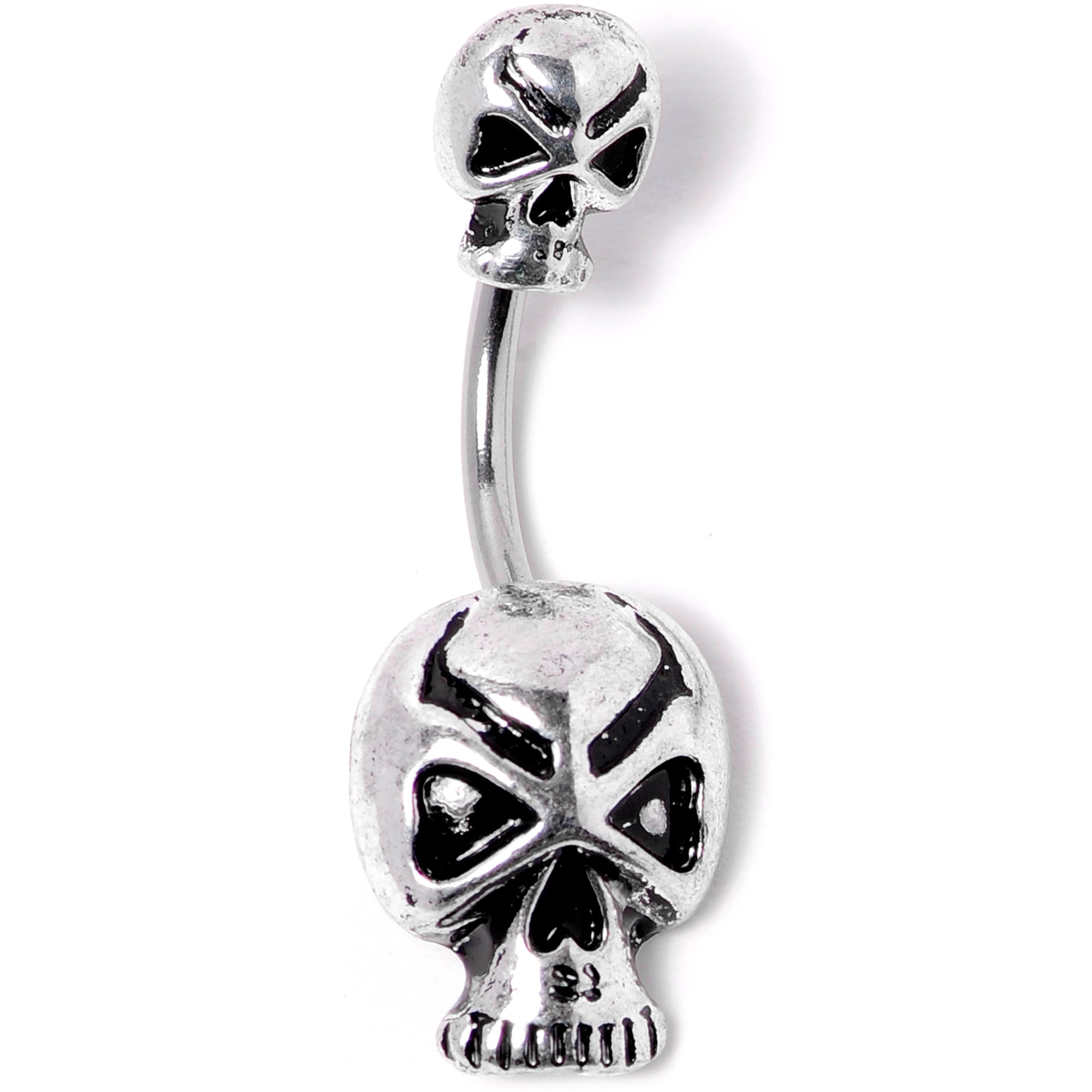 Scary Double Skull Halloween Double Mount Belly Ring