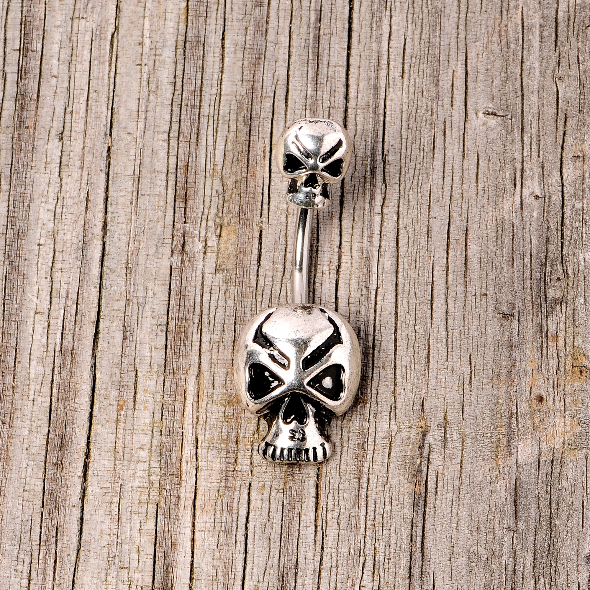 Scary Double Skull Halloween Double Mount Belly Ring