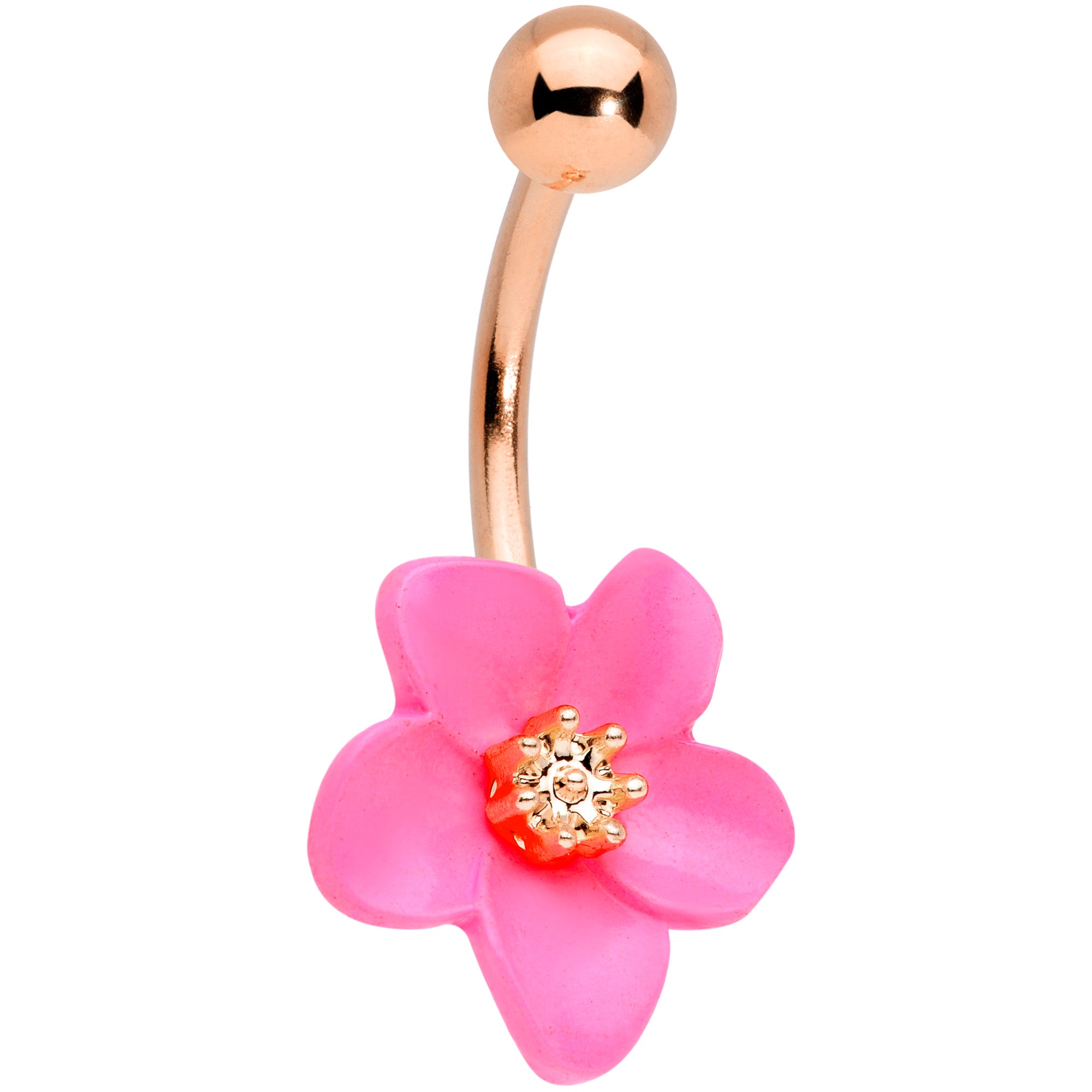 Rose Gold Tone Spring Blossom Pretty Pink Flower Belly Ring