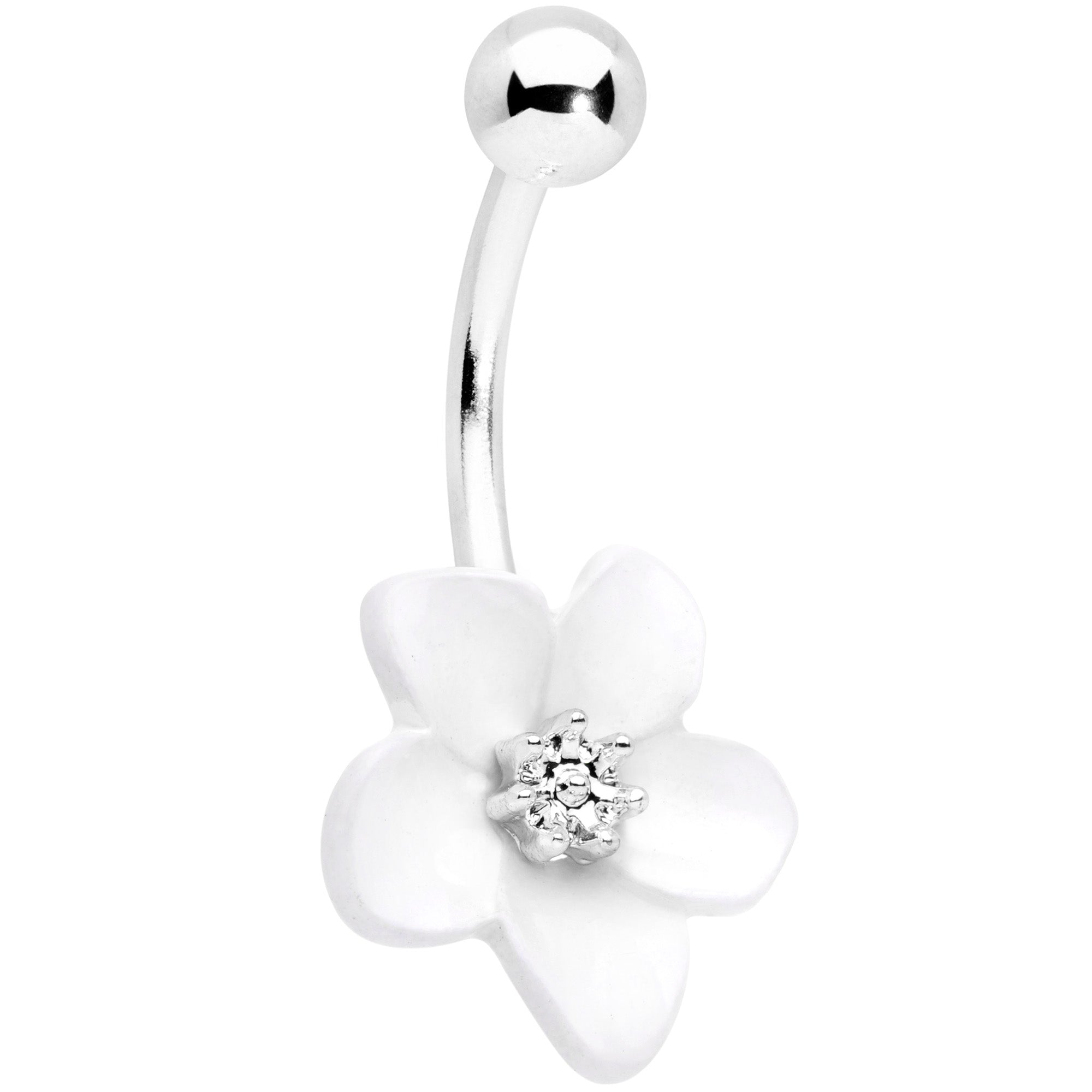 Spring Blossom Pretty White Flower Belly Ring