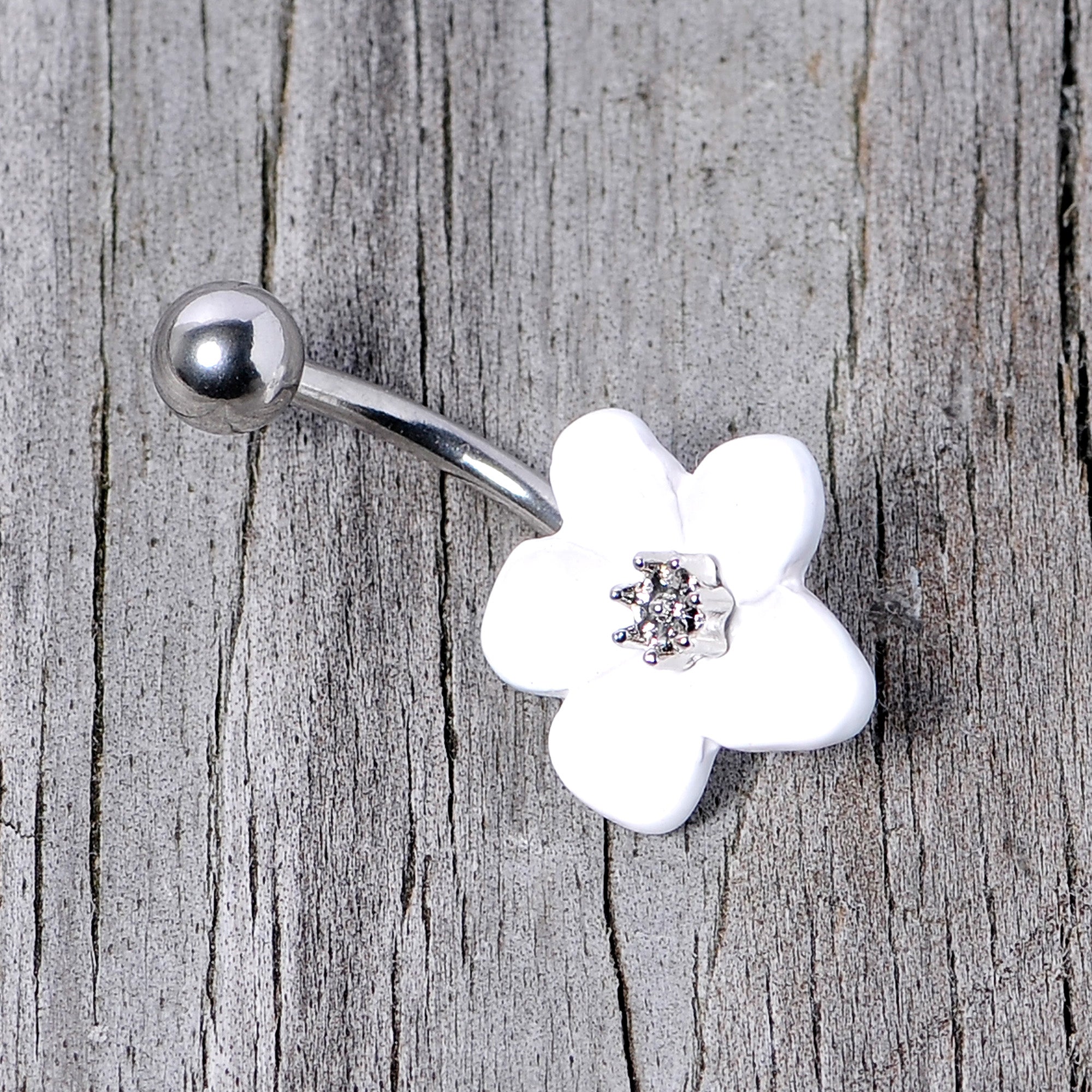 Spring Blossom Pretty White Flower Belly Ring