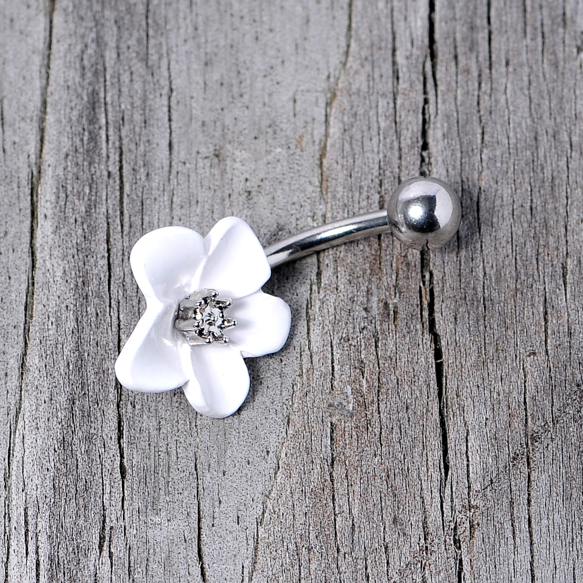 Spring Blossom Pretty White Flower Belly Ring