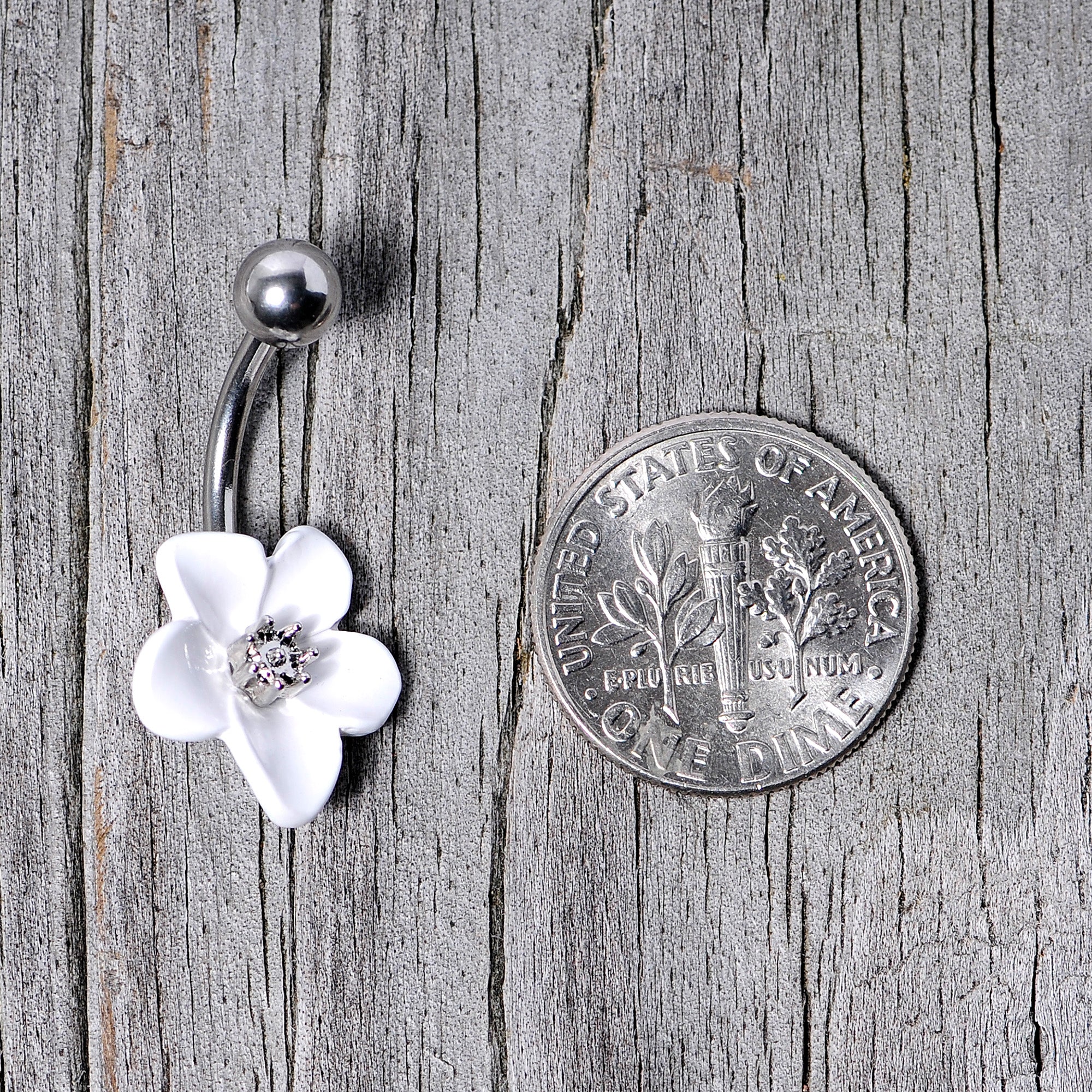 Spring Blossom Pretty White Flower Belly Ring