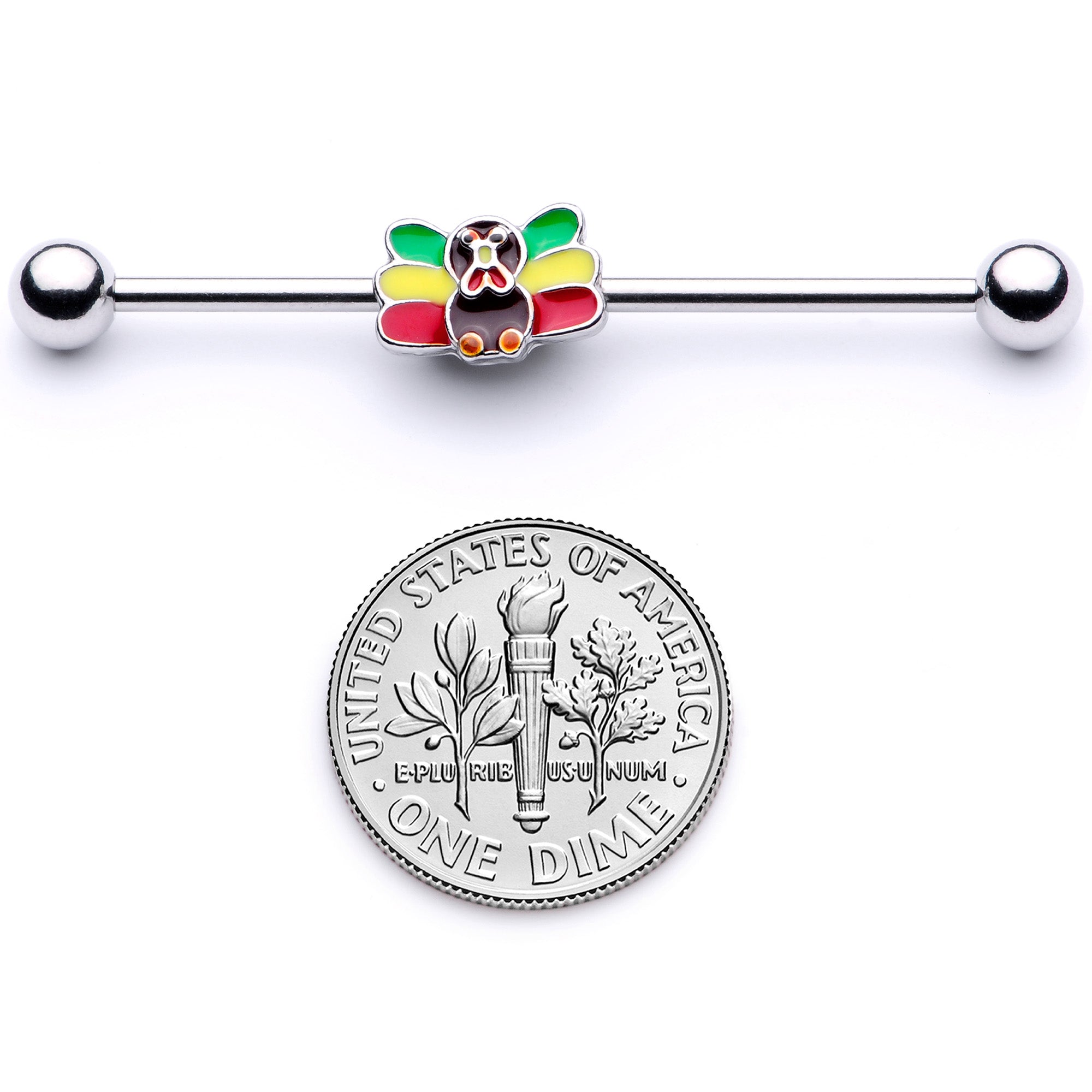 14 Gauge Rasta Turkey Thanksgiving Industrial Barbell 38mm