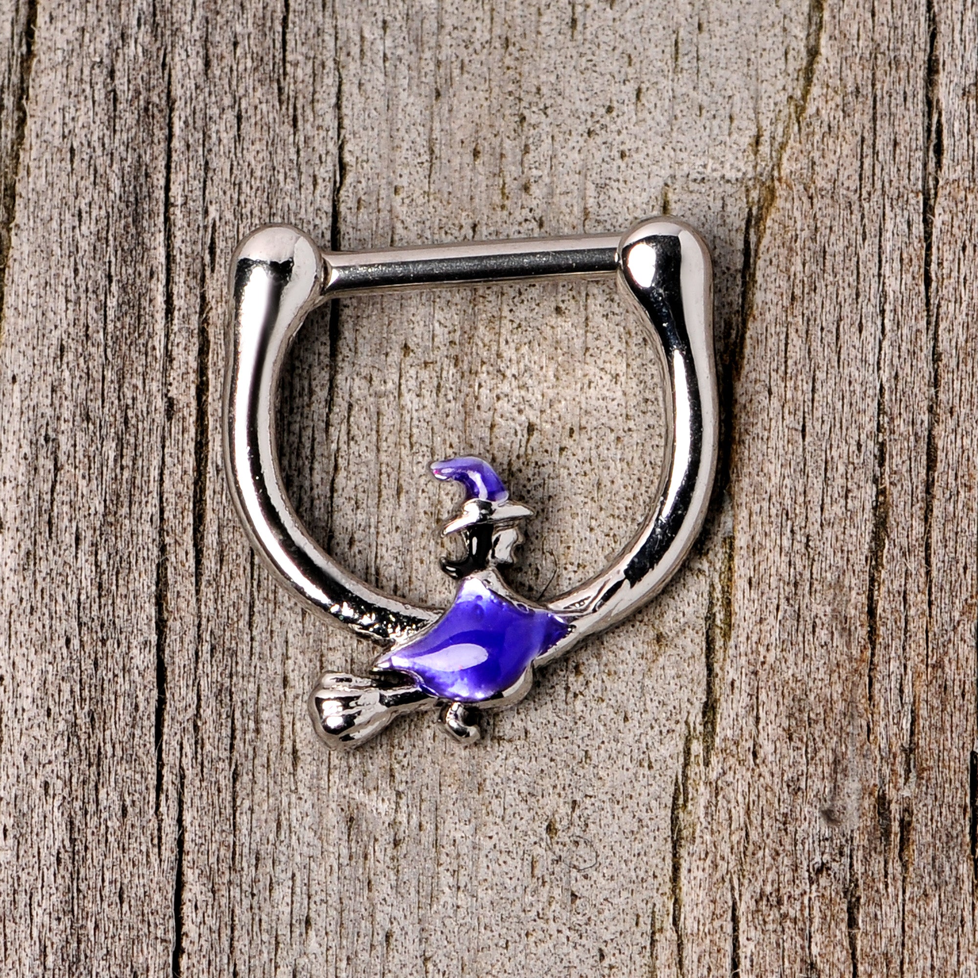 16 Gauge 5/16 Blue Spooky Witch Halloween Septum Clicker