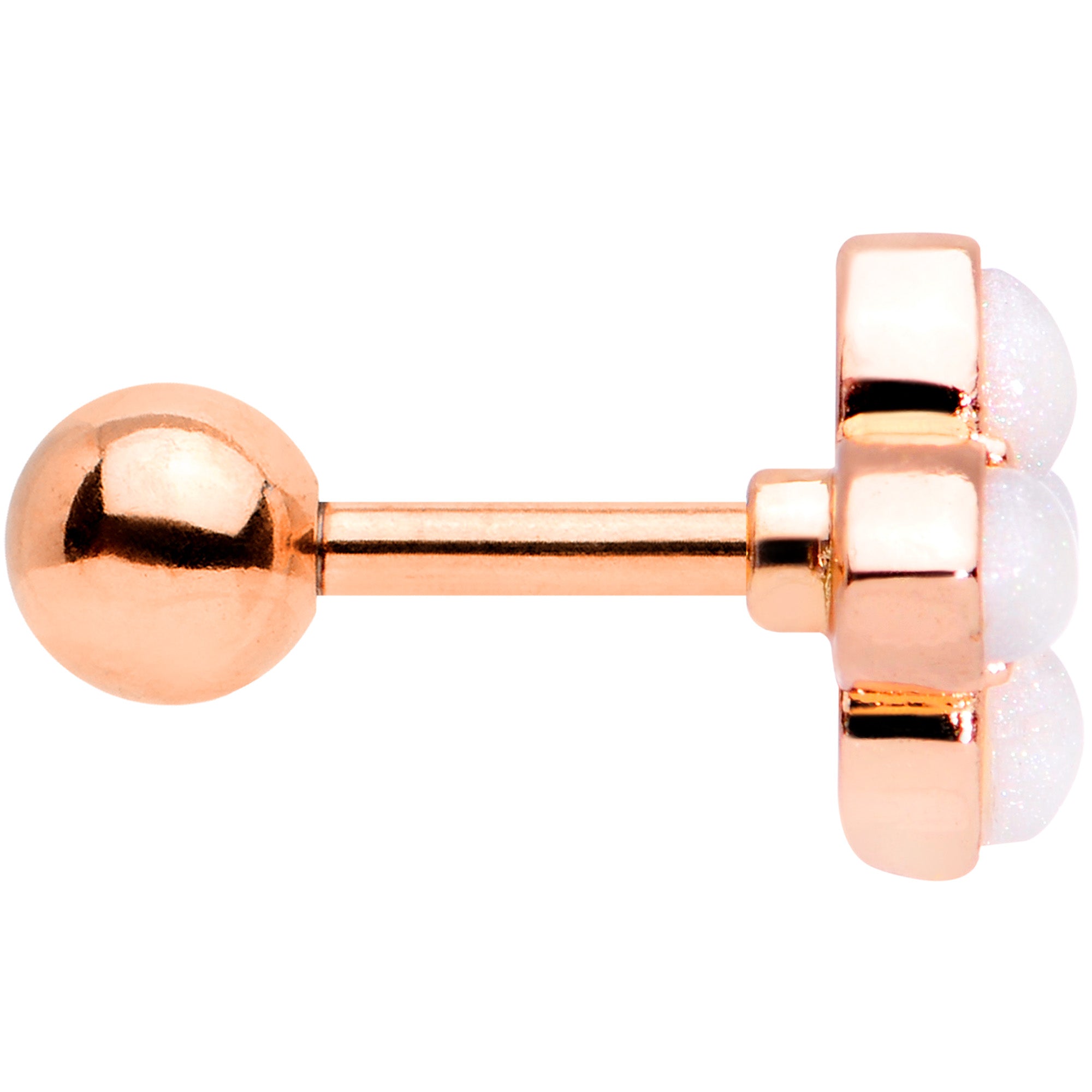 16 Gauge 1/4 Clear Gem Rose Gold Tone Renaissance Cartilage Tragus