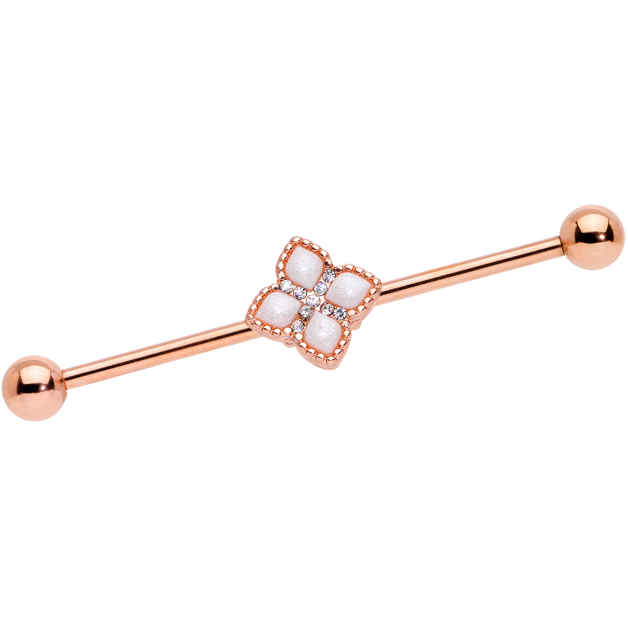 14 Gauge Clear Gem Rose Gold Tone Renaissance Industrial Barbell 38mm